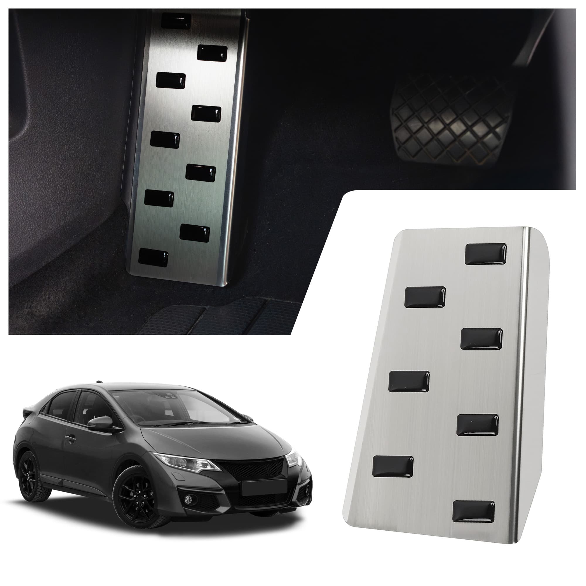Footrest plate — Black | Silver, Stainless steel, Brushed