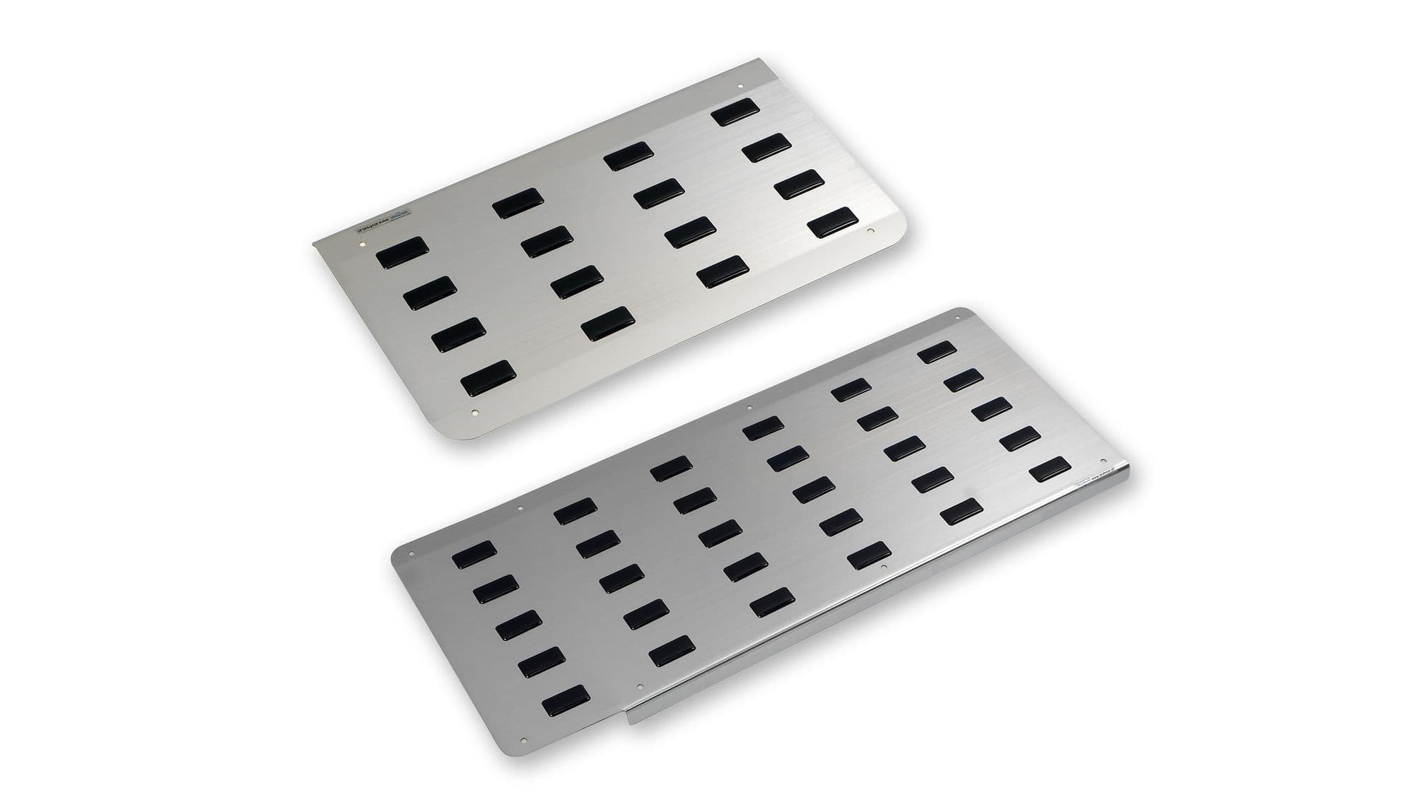 Covers for front interior steps — Black | Silver, Stainless steel, Polished