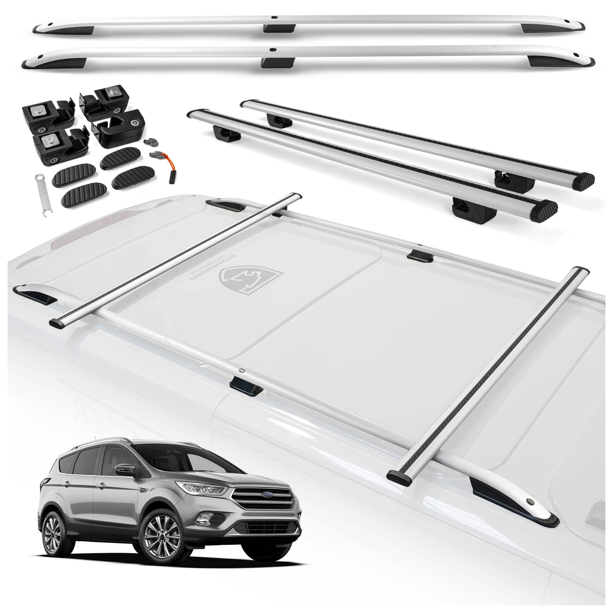 Roof rails with cross bars included SKYPORT — Silver, Aluminum | Plastic, Painted