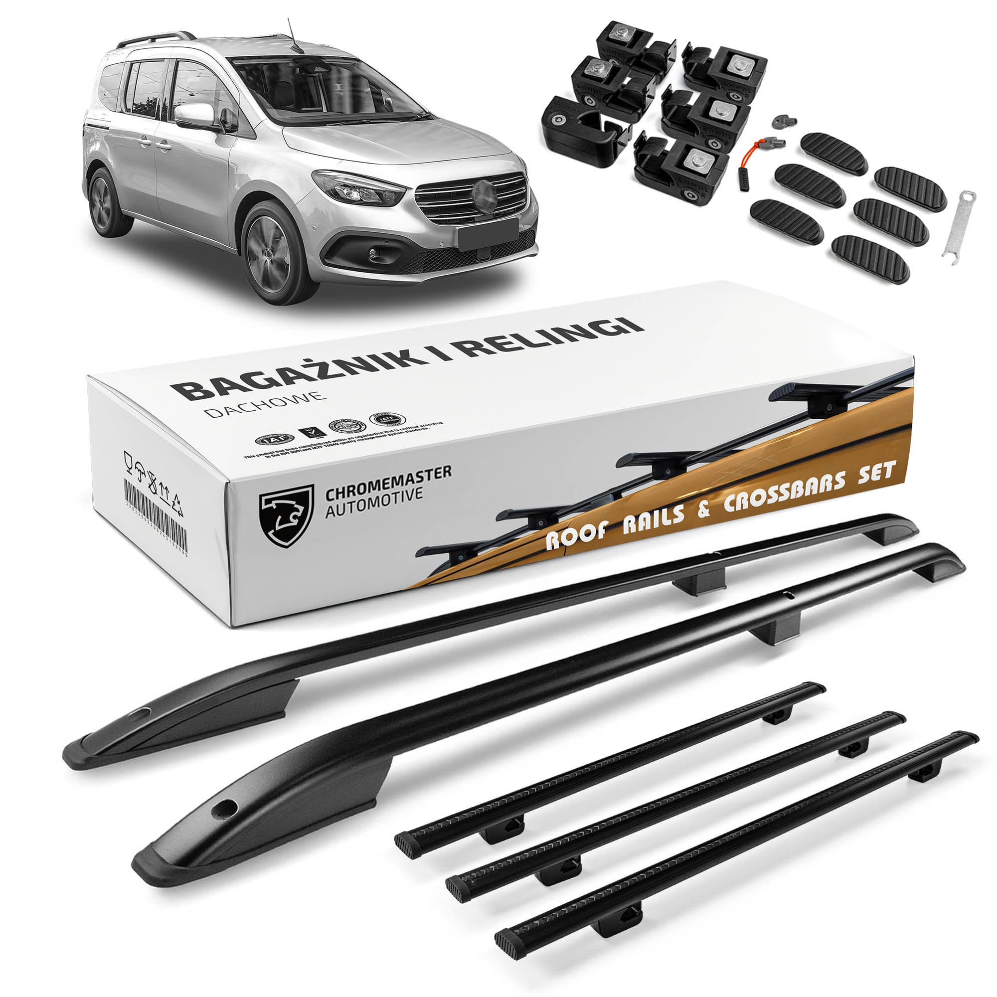 Roof rails with cross bars included SKYPORT — Black, Aluminum | Plastic, Painted