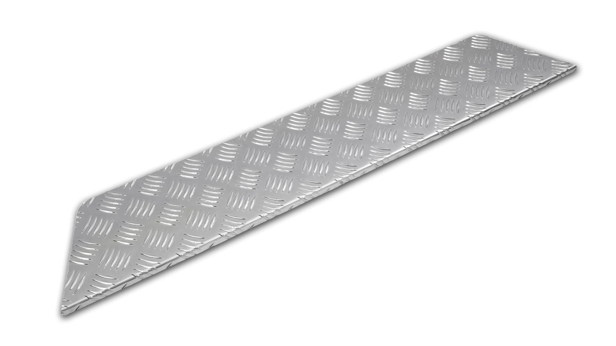 Cover for left rear interior step — Silver, Aluminum, Ribbed