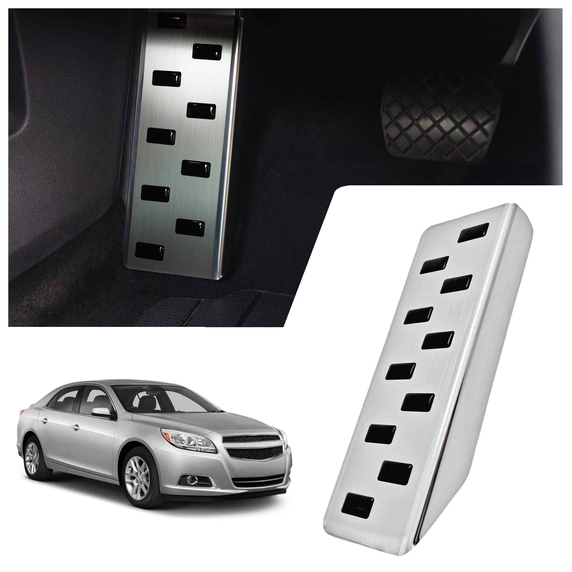 Footrest plate — Black | Silver, Stainless steel, Brushed