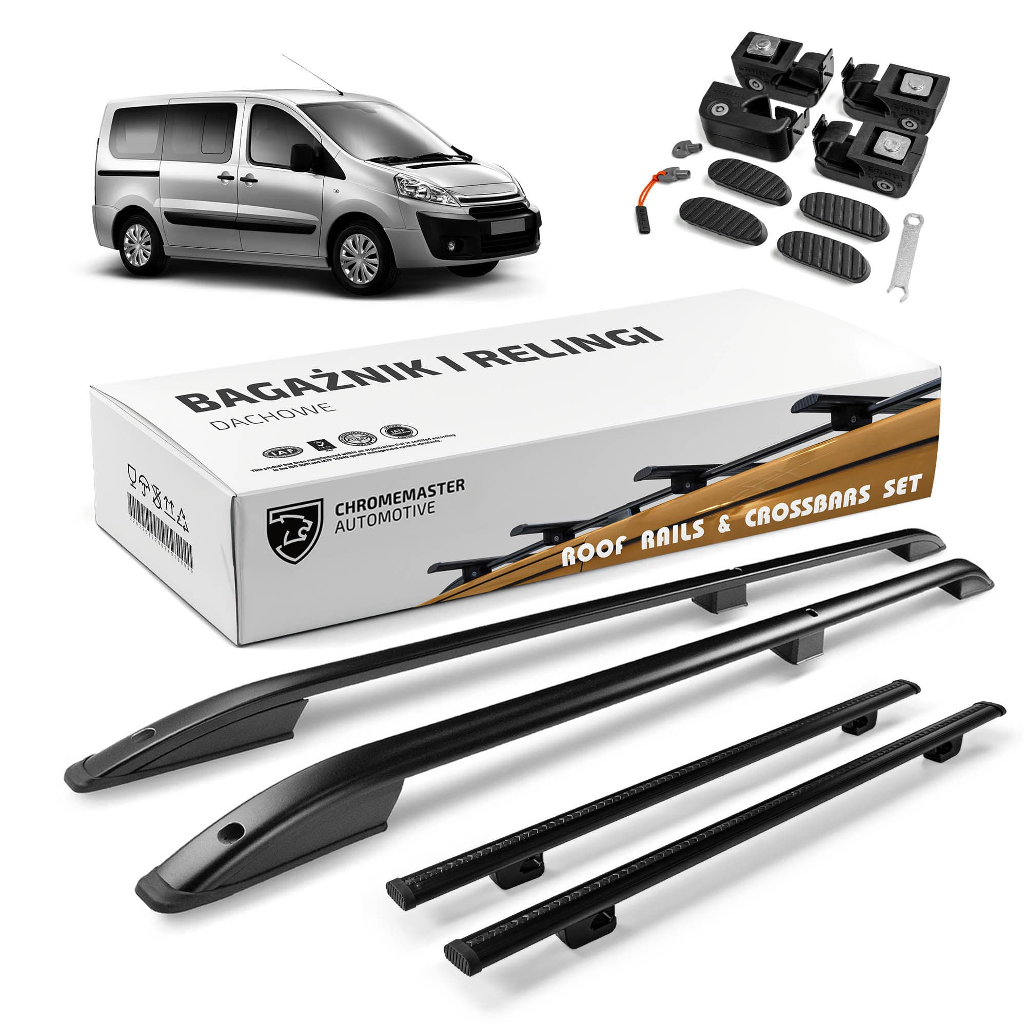 Roof rails with cross bars included SKYPORT — Black, Aluminum | Plastic, Painted