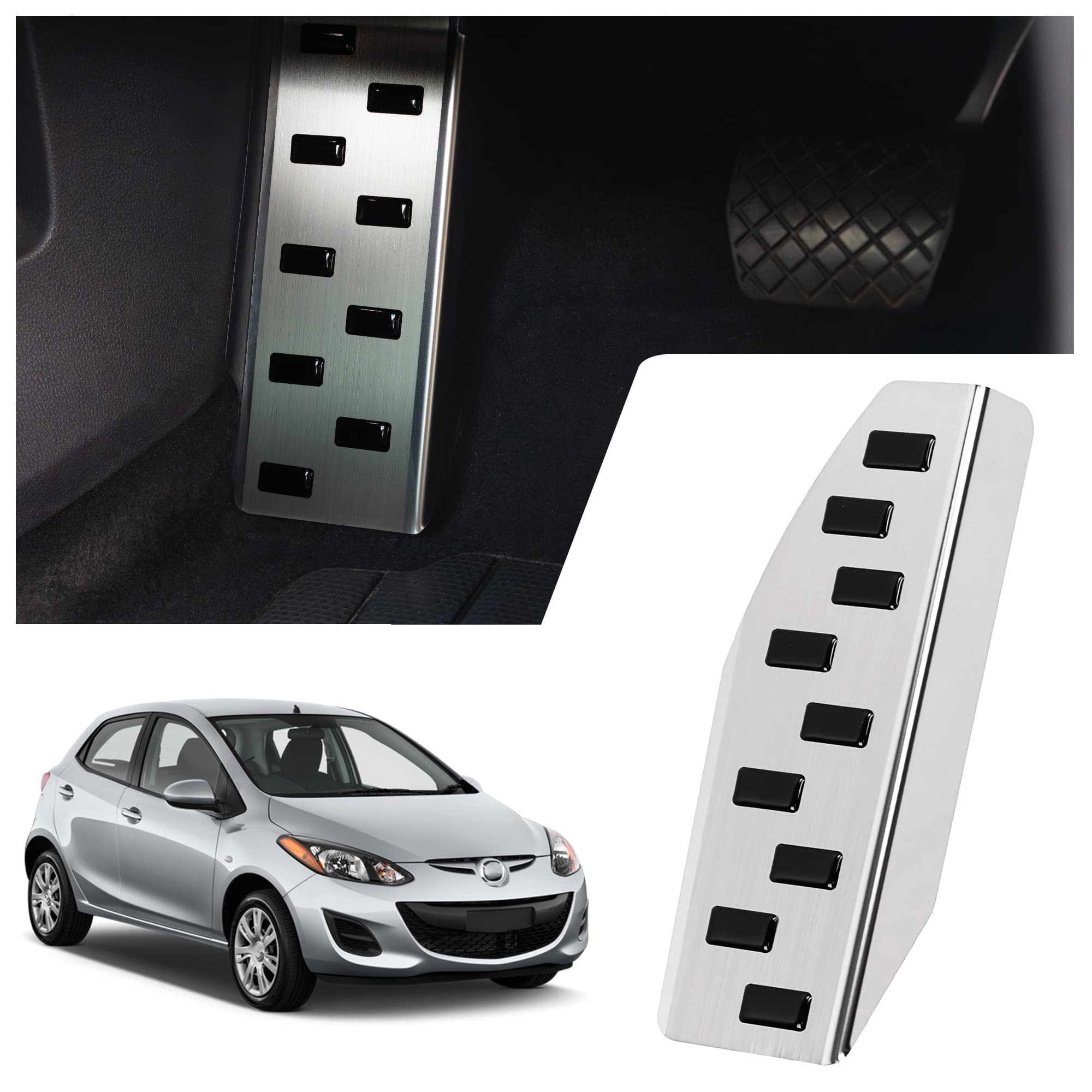 Footrest plate — Black | Silver, Stainless steel, Brushed