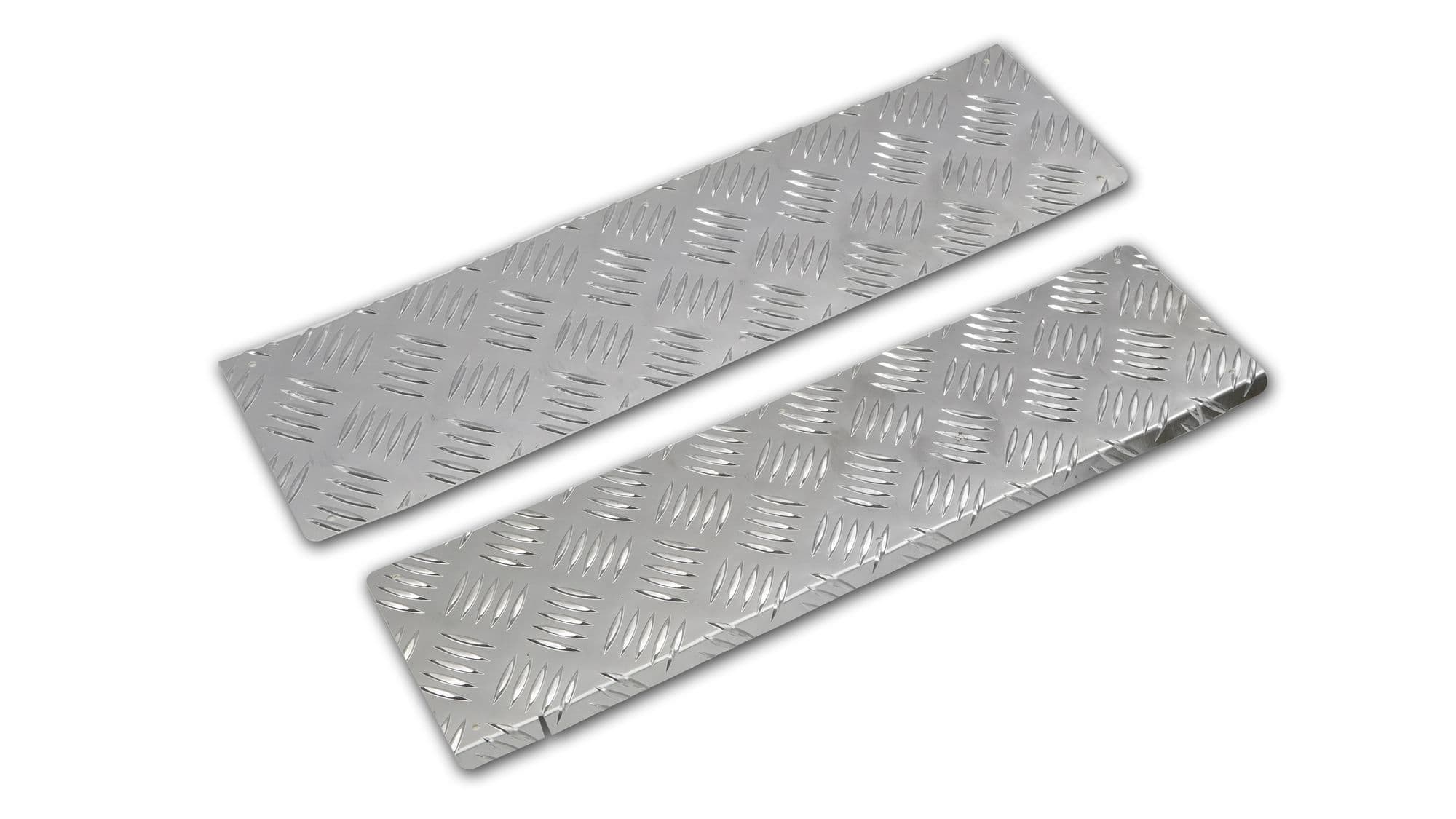 Covers for front interior steps — Silver, Aluminum, Ribbed