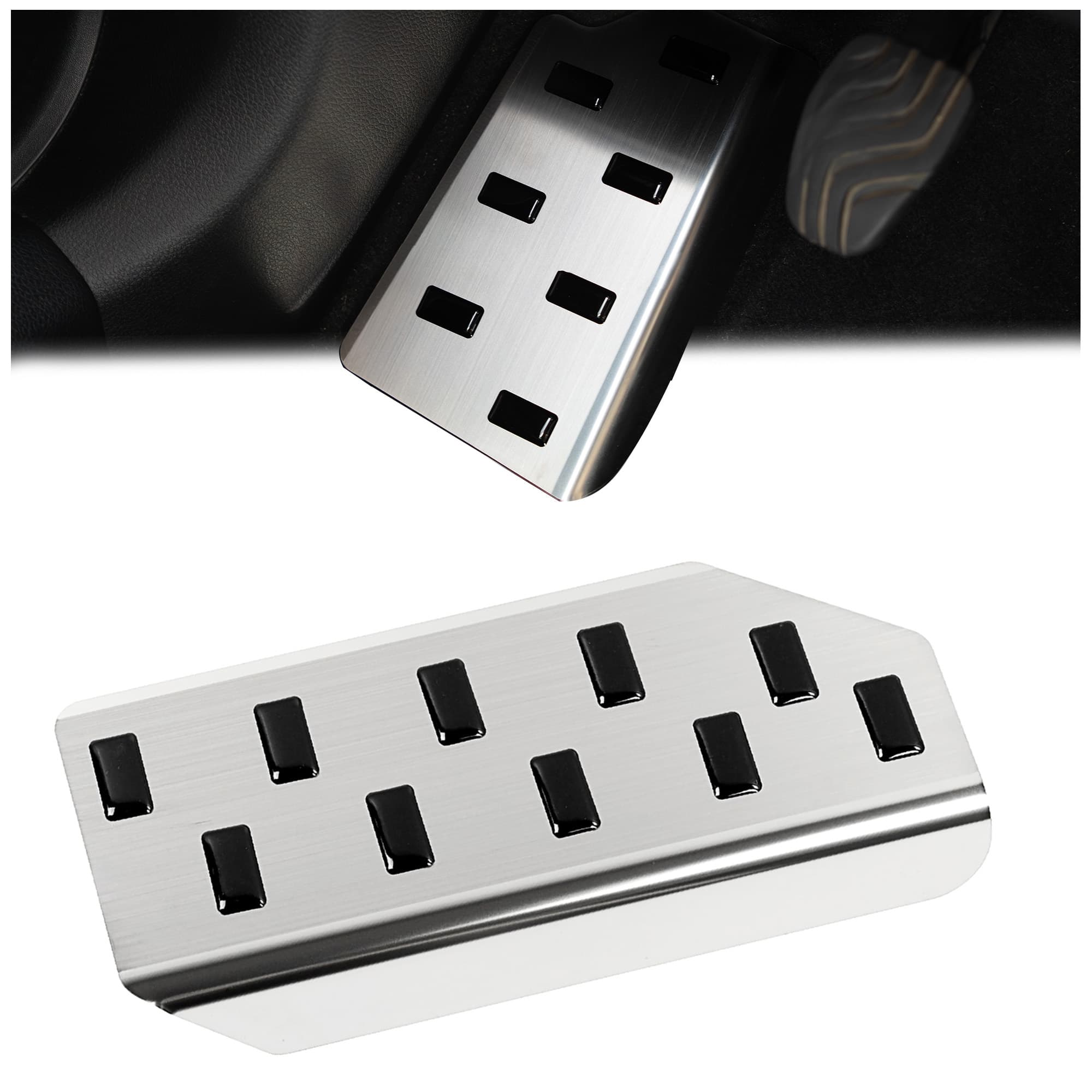 Footrest plate — Black | Silver, Stainless steel, Brushed