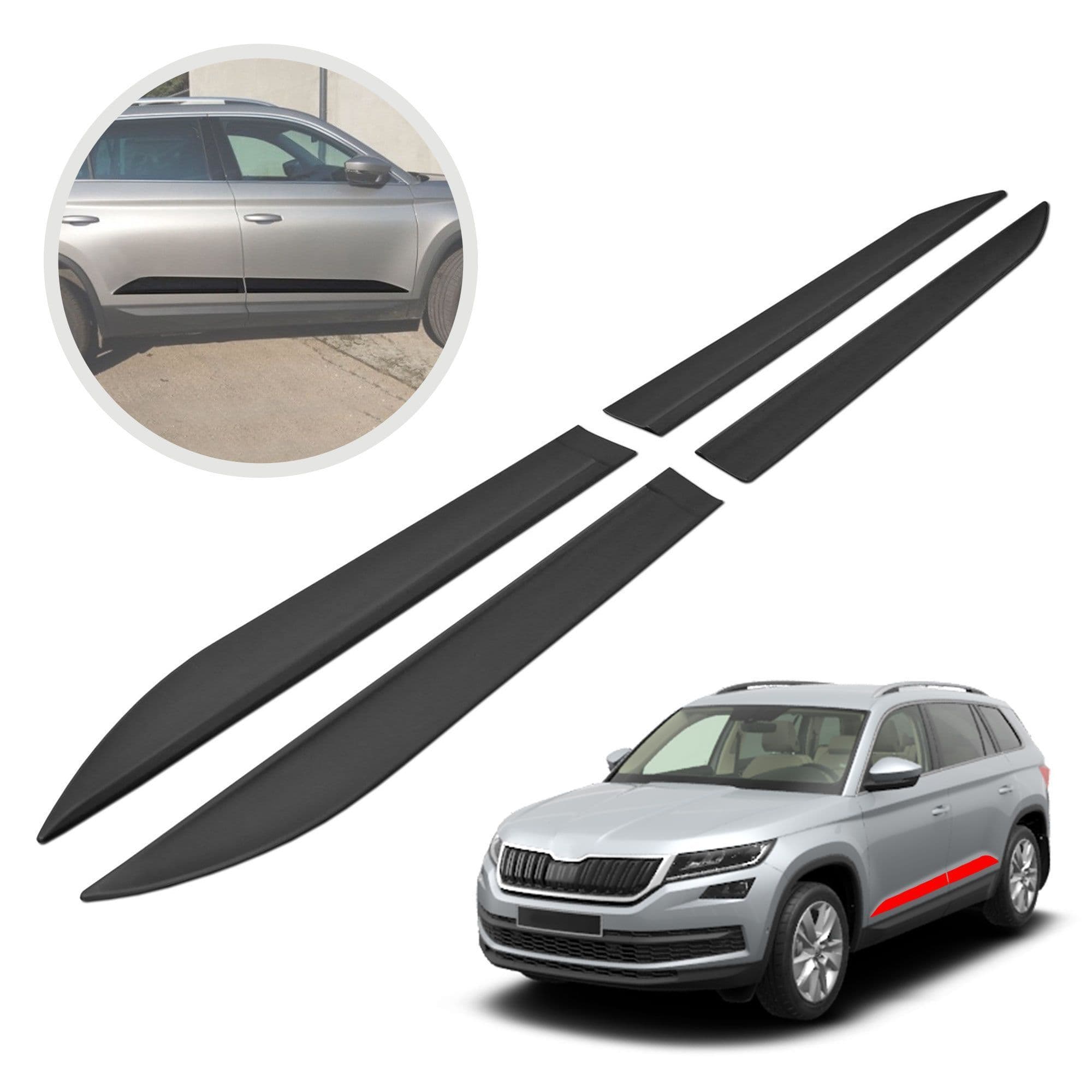 Side door trims — Black, Polyurethane composite PU, Matte