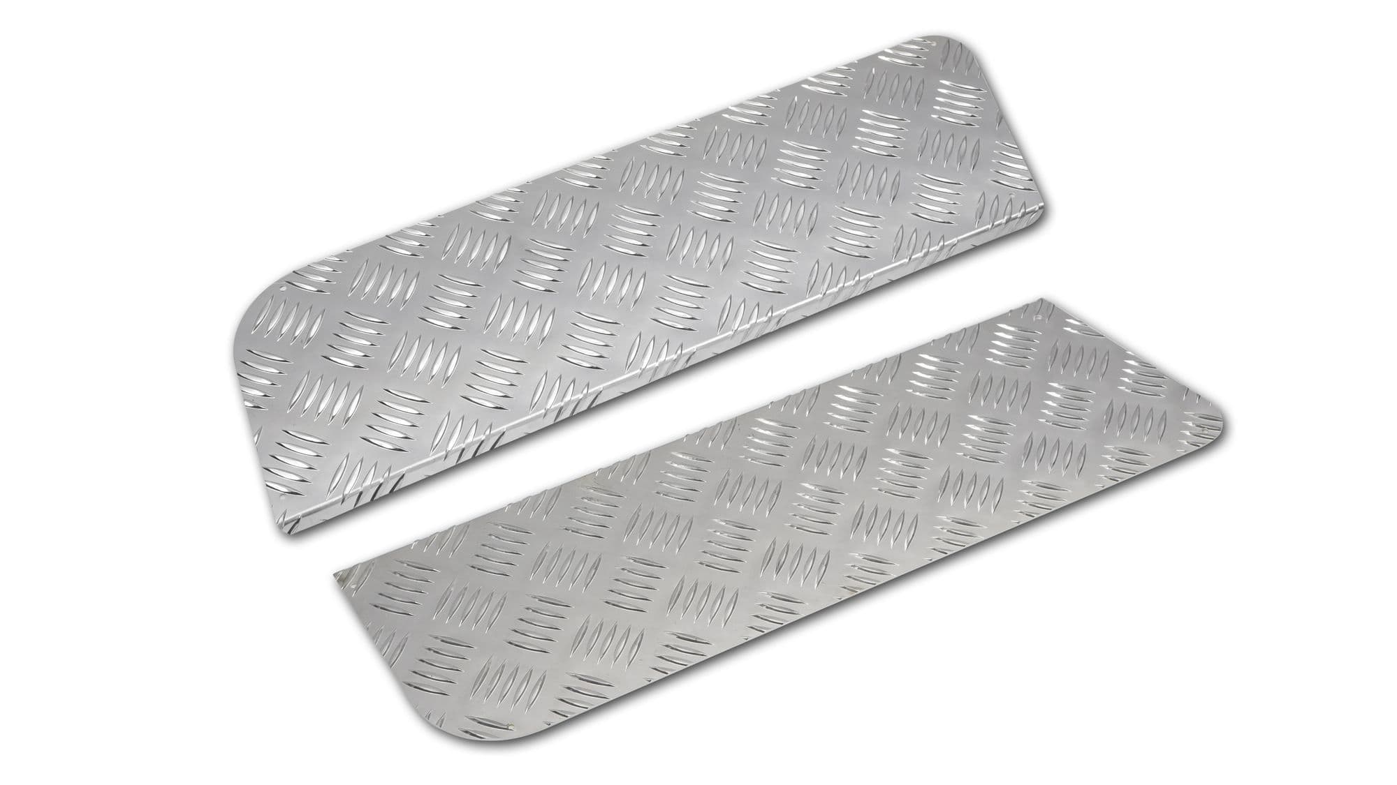 Covers for front interior steps — Silver, Aluminum, Ribbed