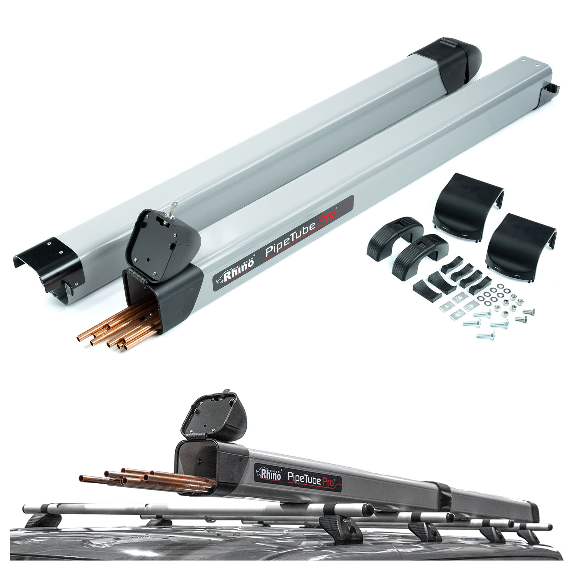 Tube for transporting pipes PorteTube Pro — Silver, Steel | Aluminium | Plastic, Anodized