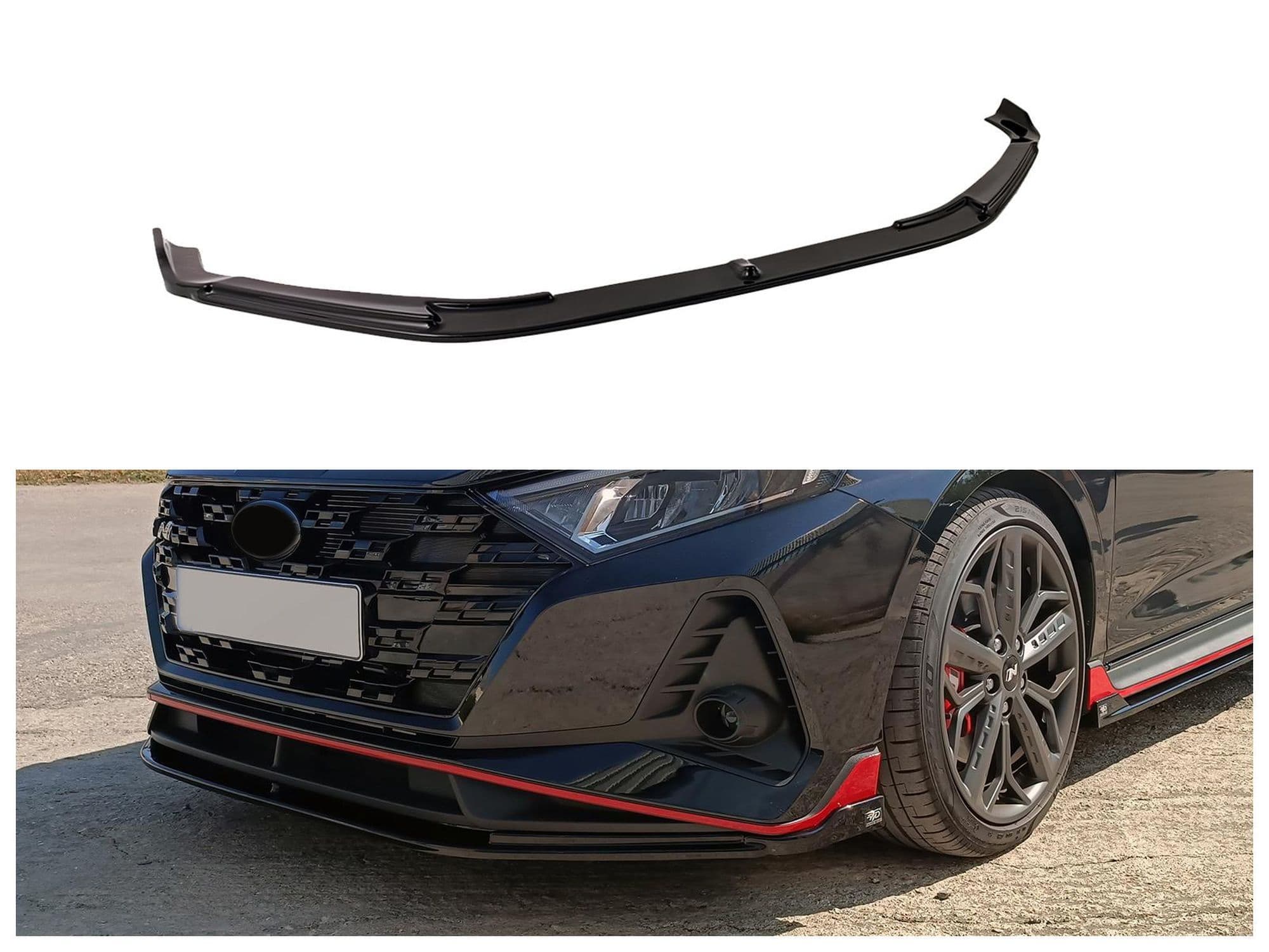 Front splitter — Black, ABS plastic, Shiny
