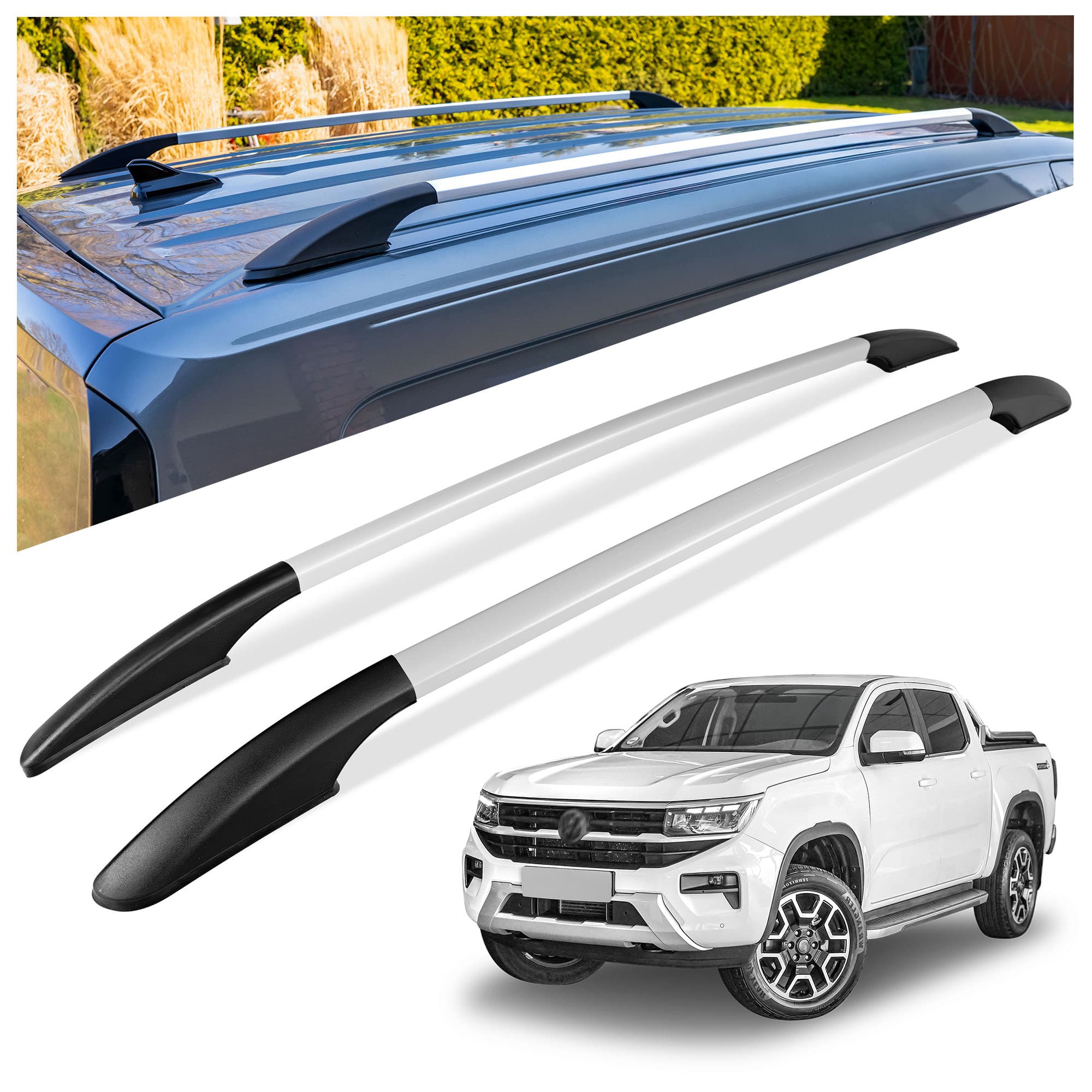 Roof rails Solid — Silver, Aluminum | Plastic, Matte