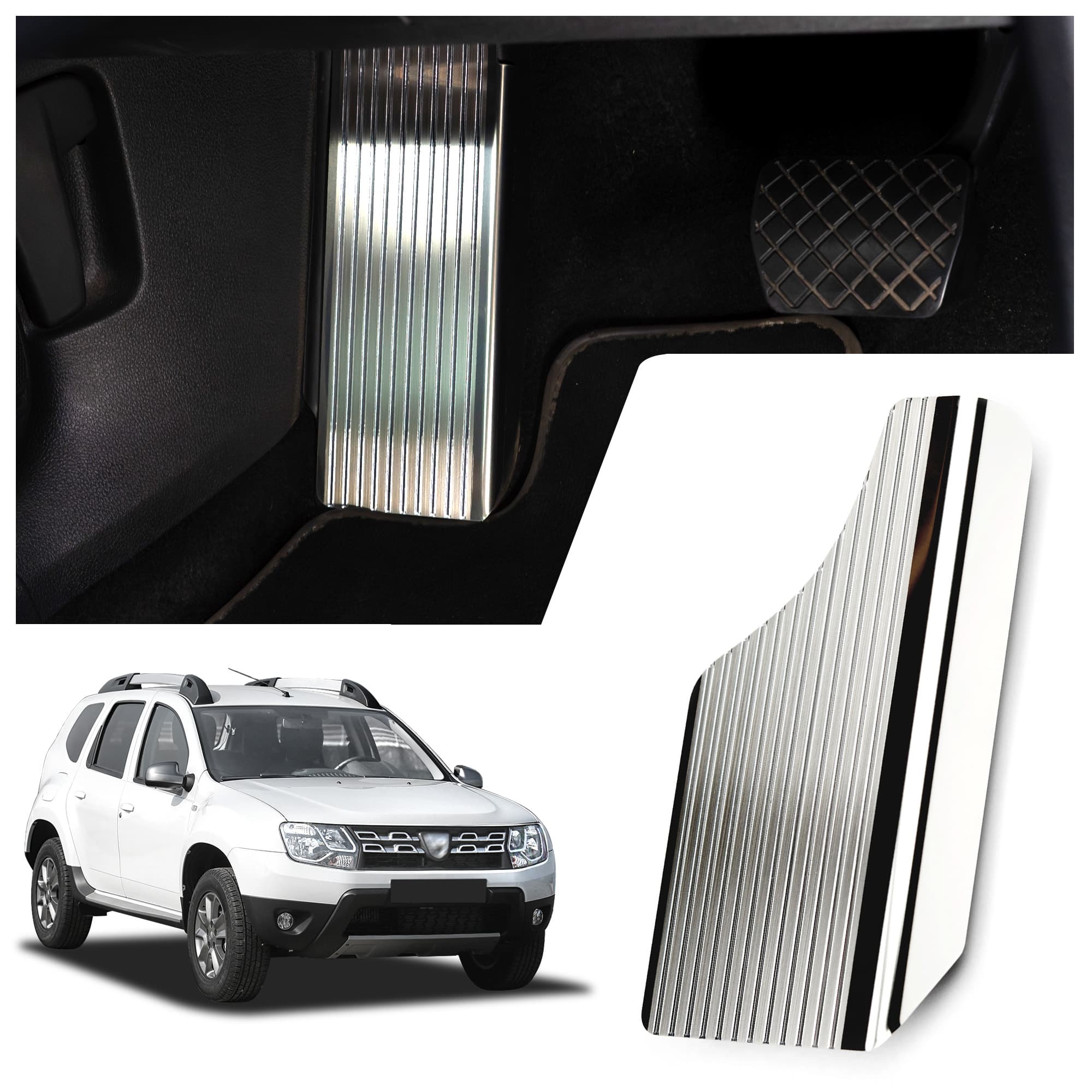 Footrest plate — Silver, Stainless steel, Brushed