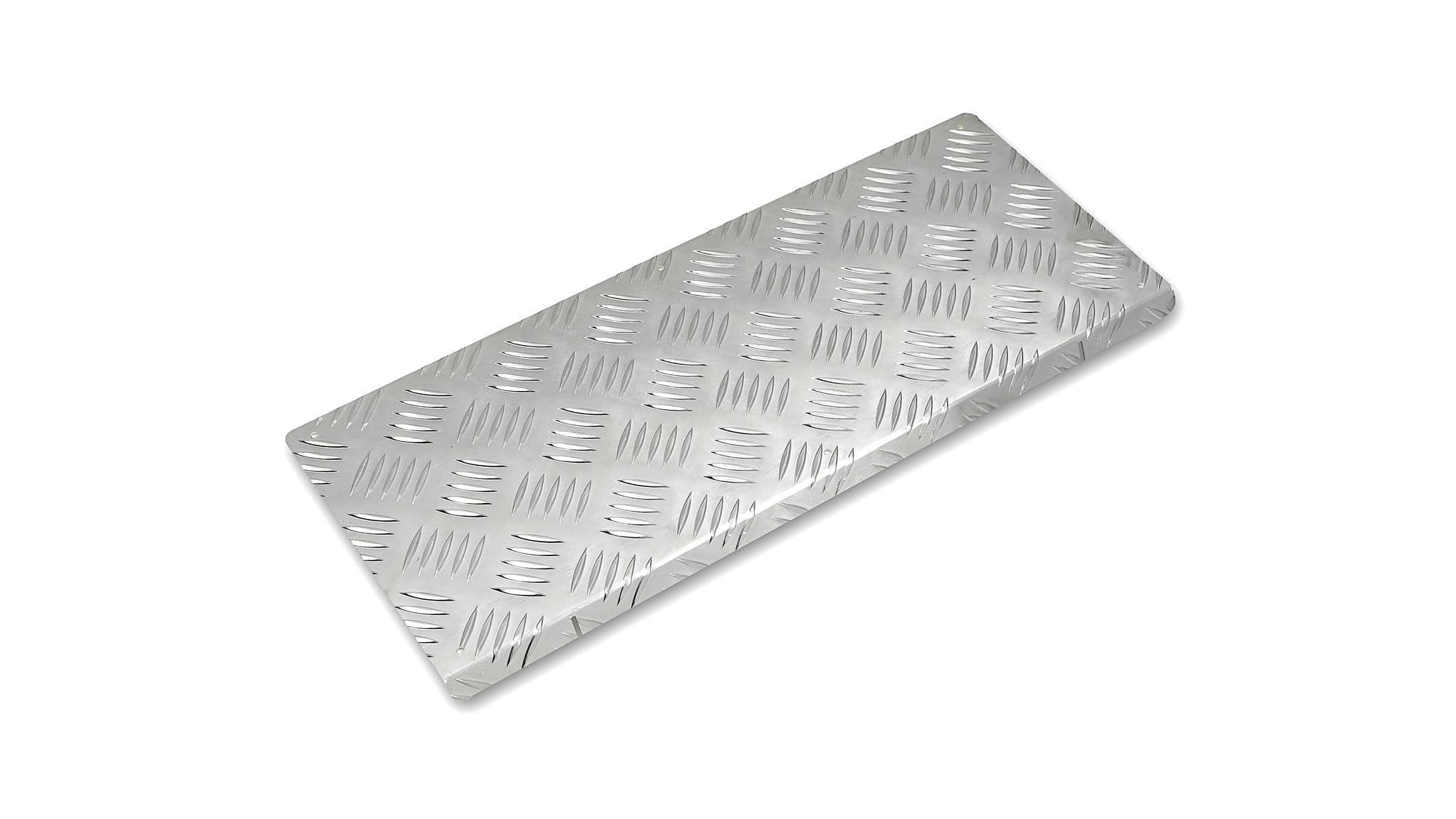 Cover for left rear interior step — Silver, Aluminum, Ribbed