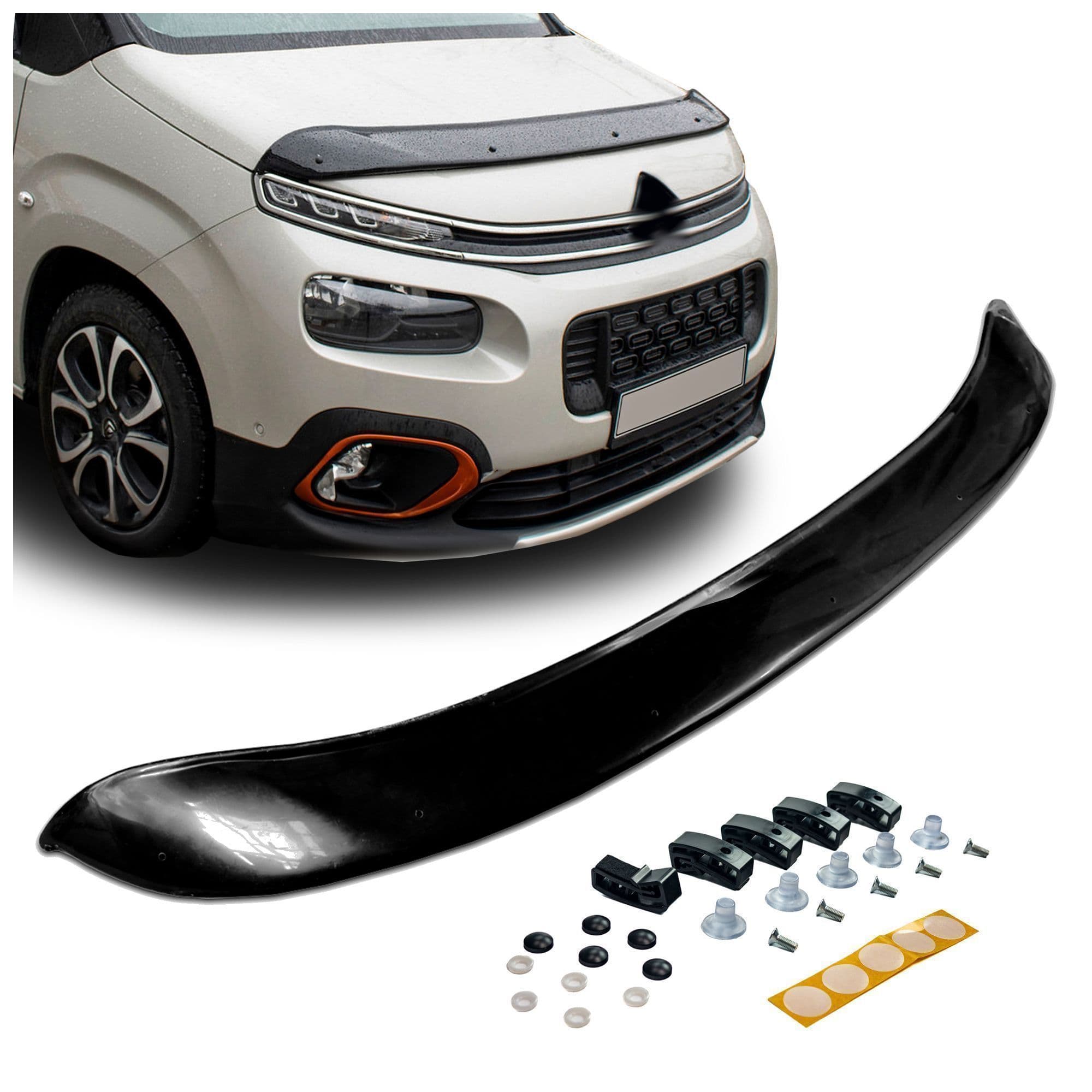 Bonnet guard — Black, ABS plastic, Shiny