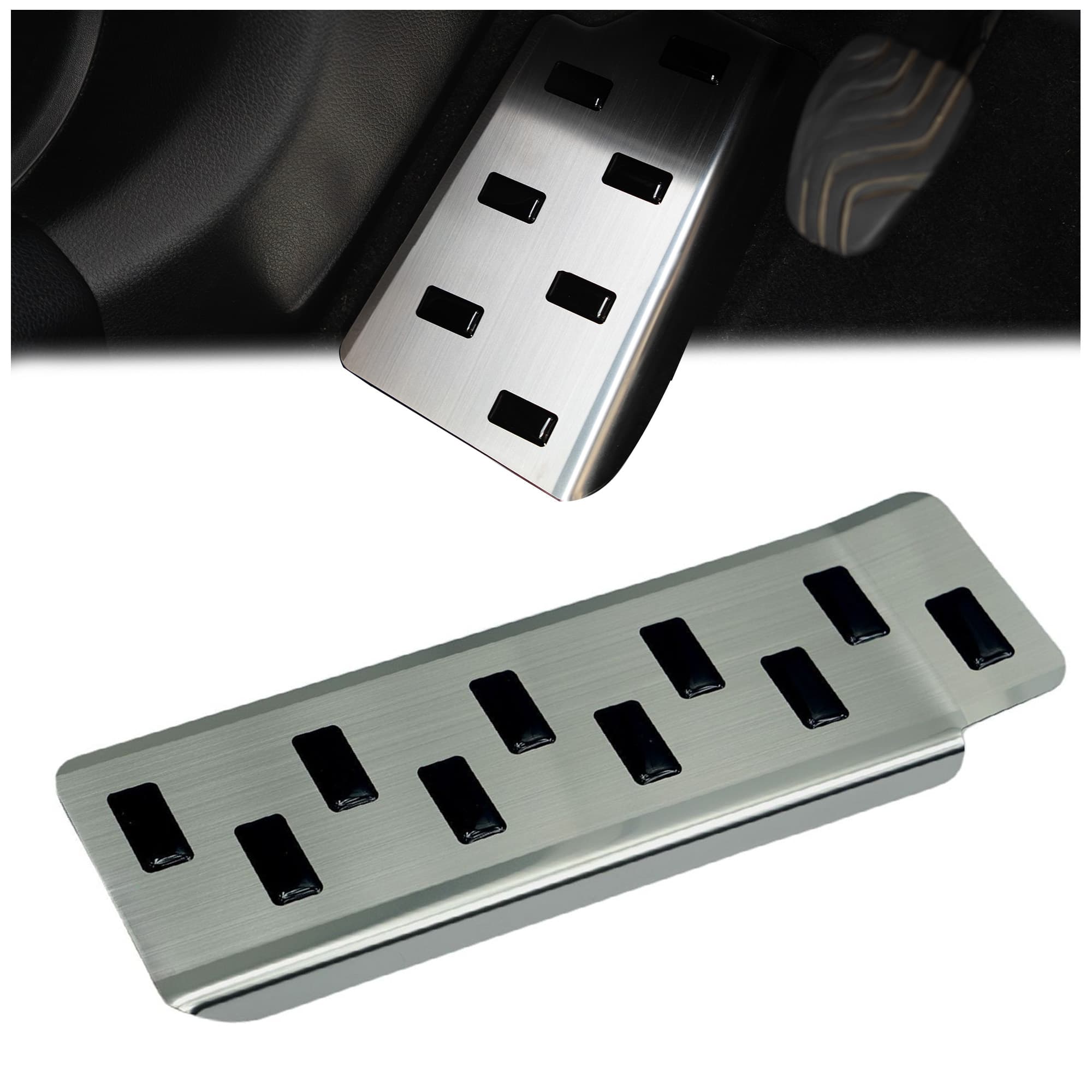 Footrest plate — Black | Silver, Stainless steel, Brushed