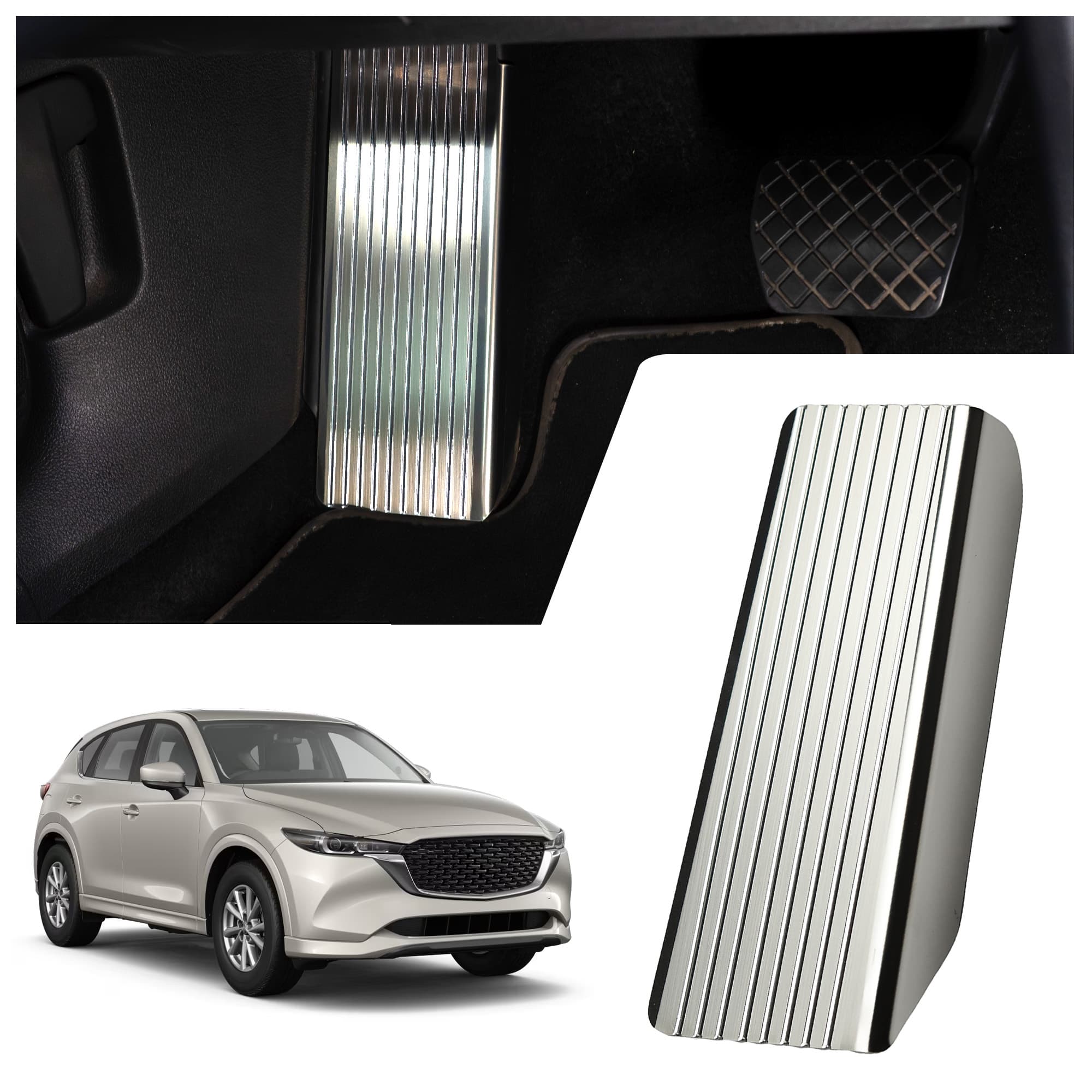 Footrest plate — Silver, Stainless steel, Brushed