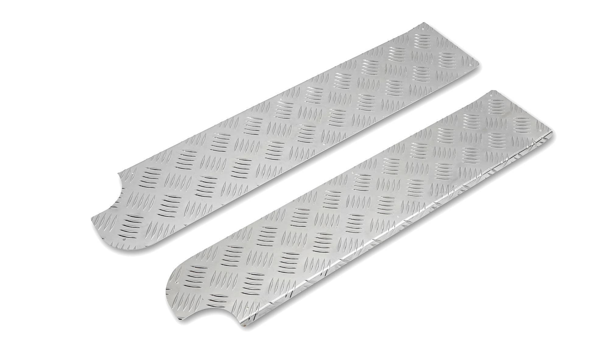 Covers for front interior steps — Silver, Aluminum, Ribbed