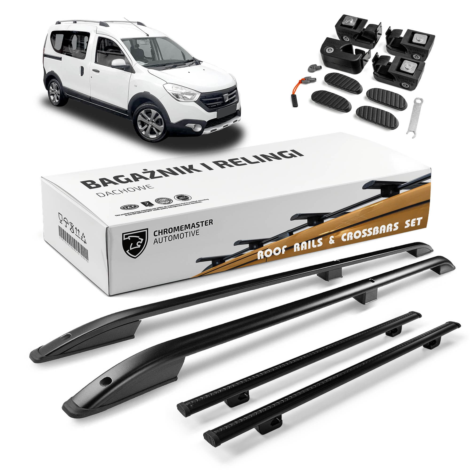 Roof rails with cross bars included SKYPORT — Black, Aluminum | Plastic, Painted
