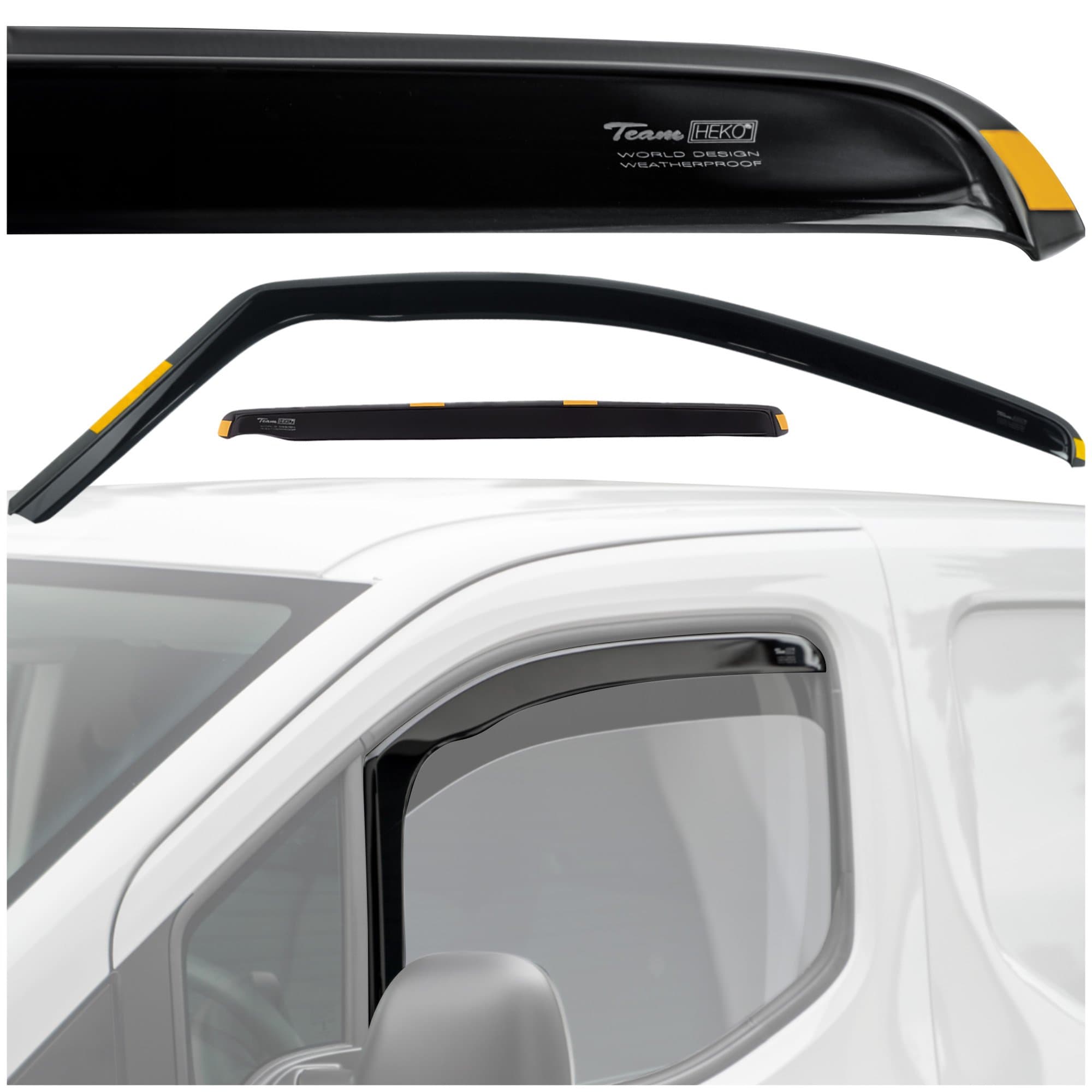 Side window deflectors — Translucent black smoked, Plastic, Shiny