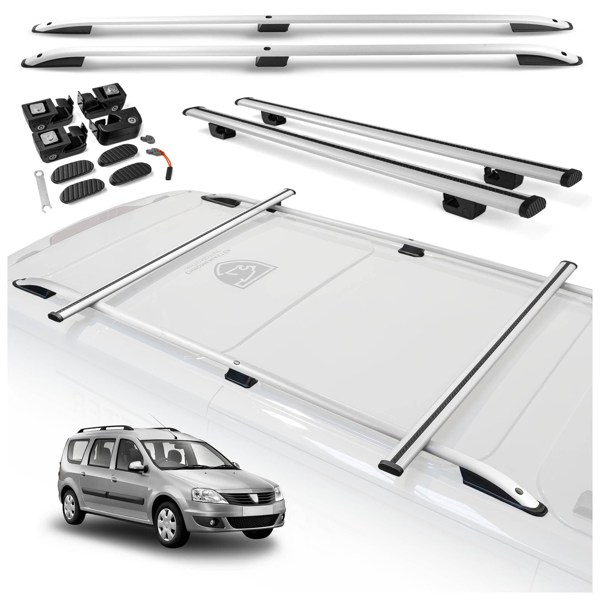 Roof rails with cross bars included SKYPORT — Silver, Aluminum | Plastic, Painted