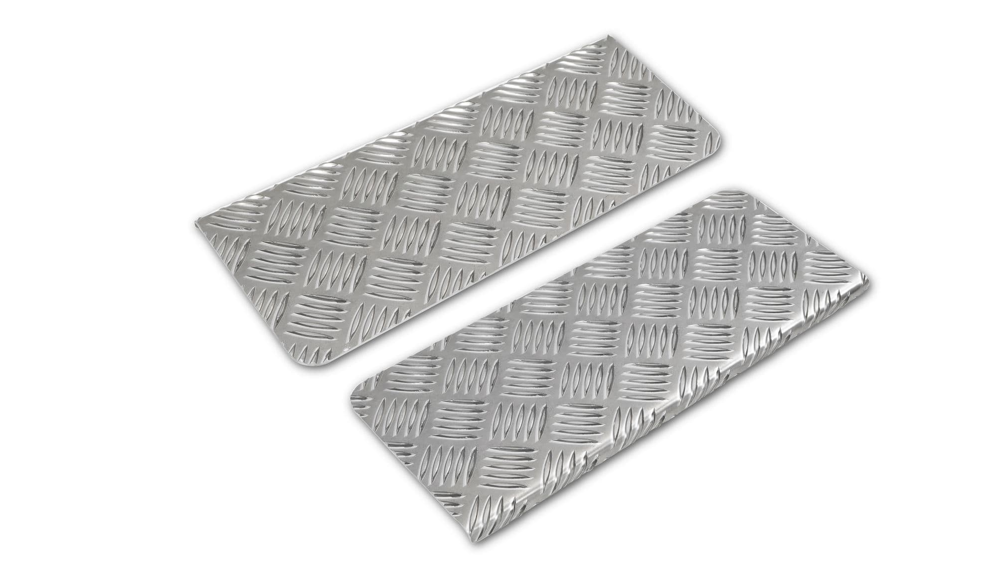 Covers for front interior steps — Silver, Aluminum, Ribbed