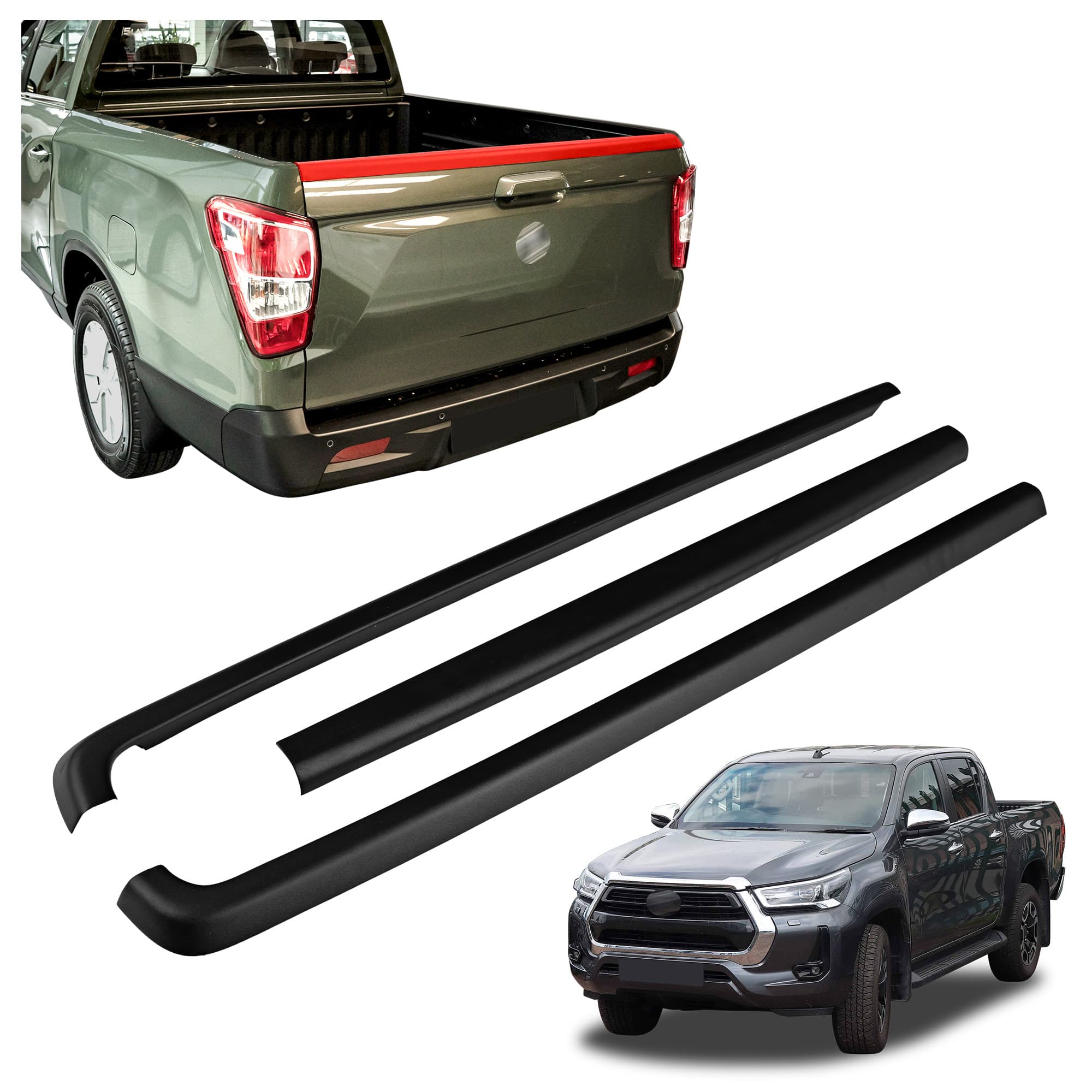Plastic bed edge guards — Black, ABS plastic, Matte