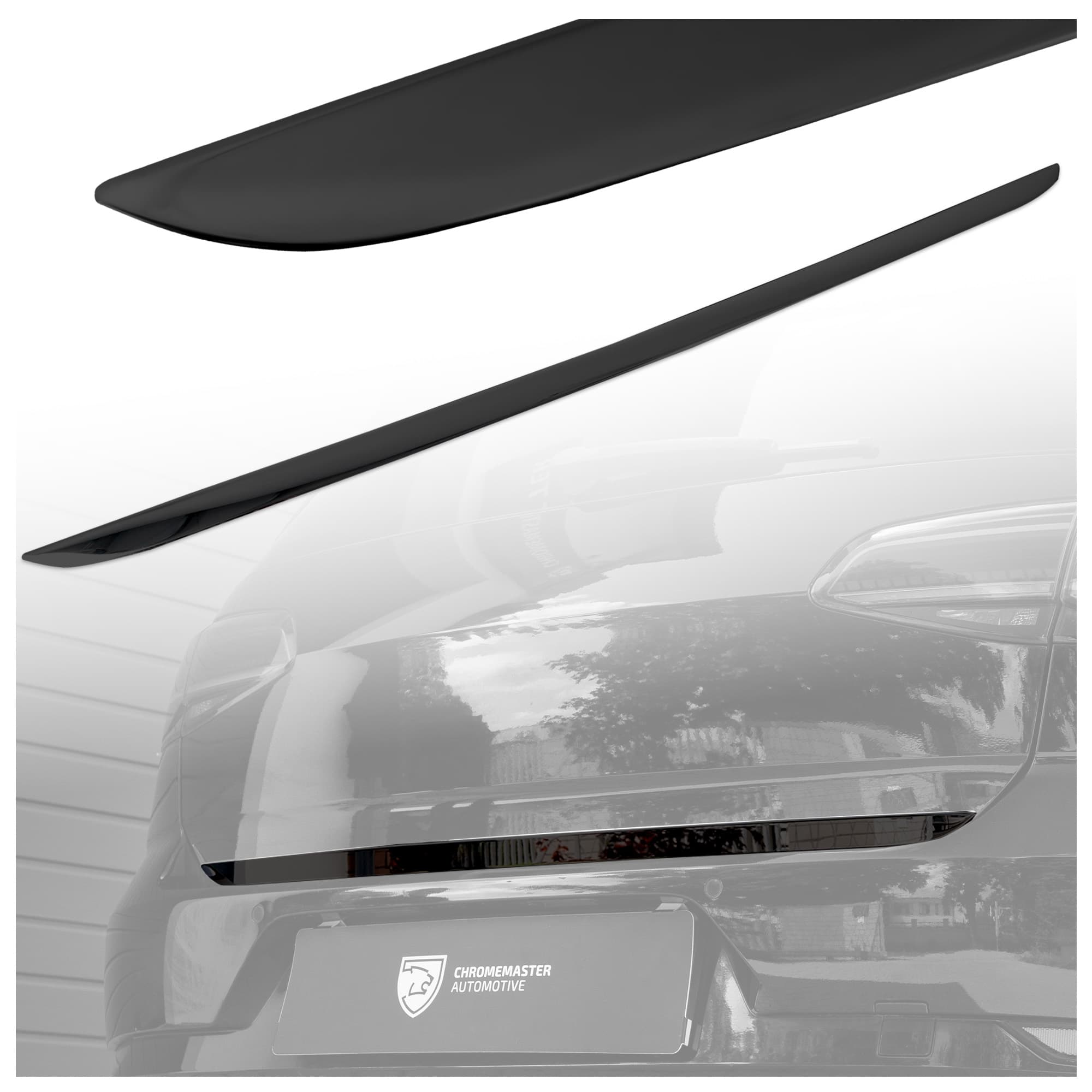 Rear tailgate edge trim — Black chrome, Stainless steel, Polished