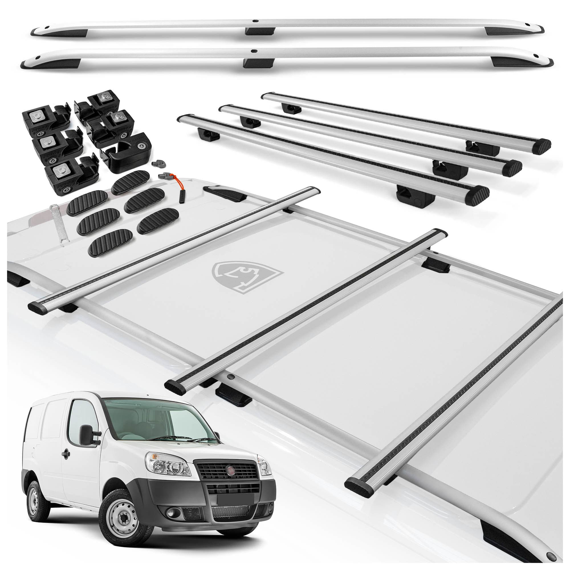 Roof rails with cross bars included SKYPORT — Silver, Aluminum | Plastic, Painted
