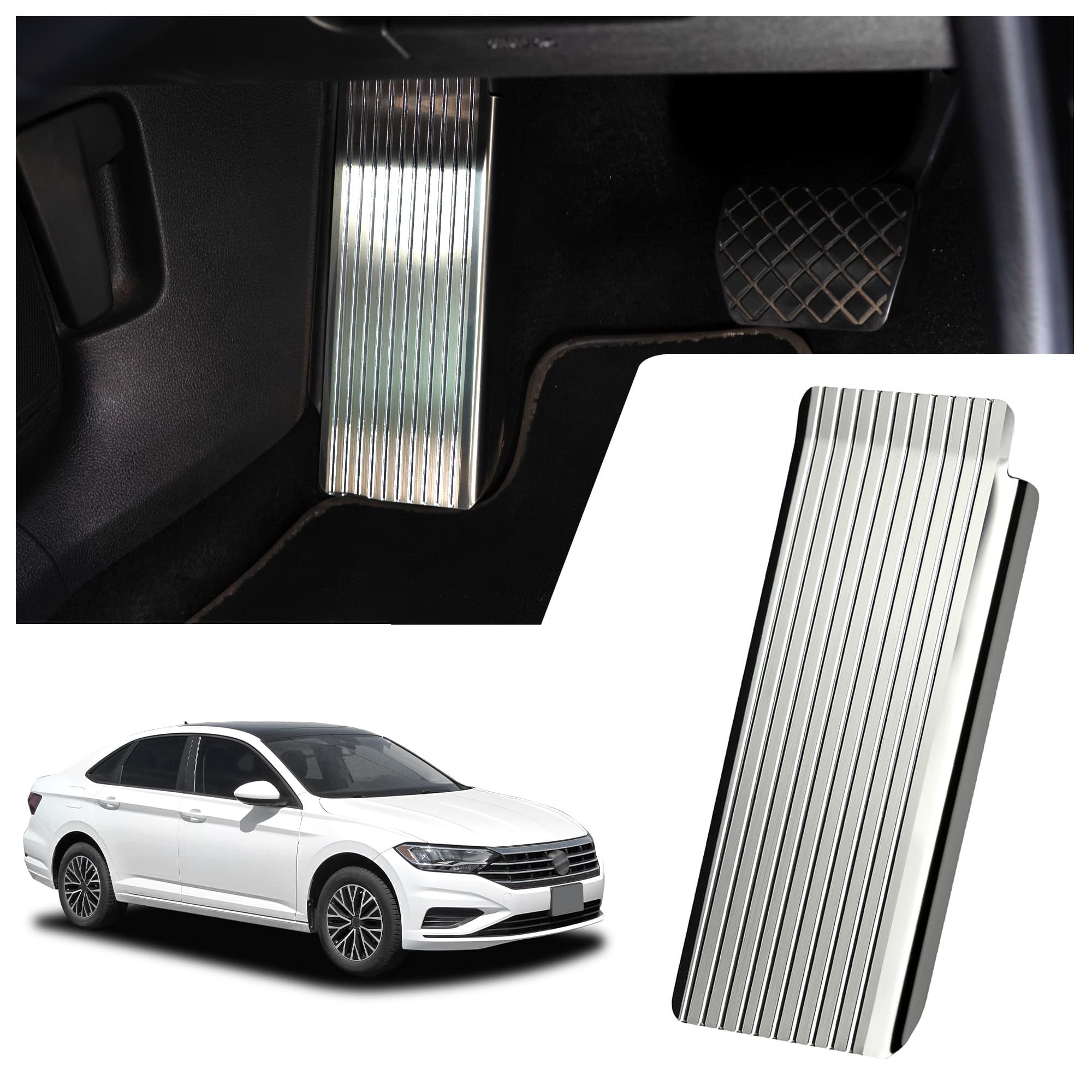 Footrest plate — Silver, Stainless steel, Brushed