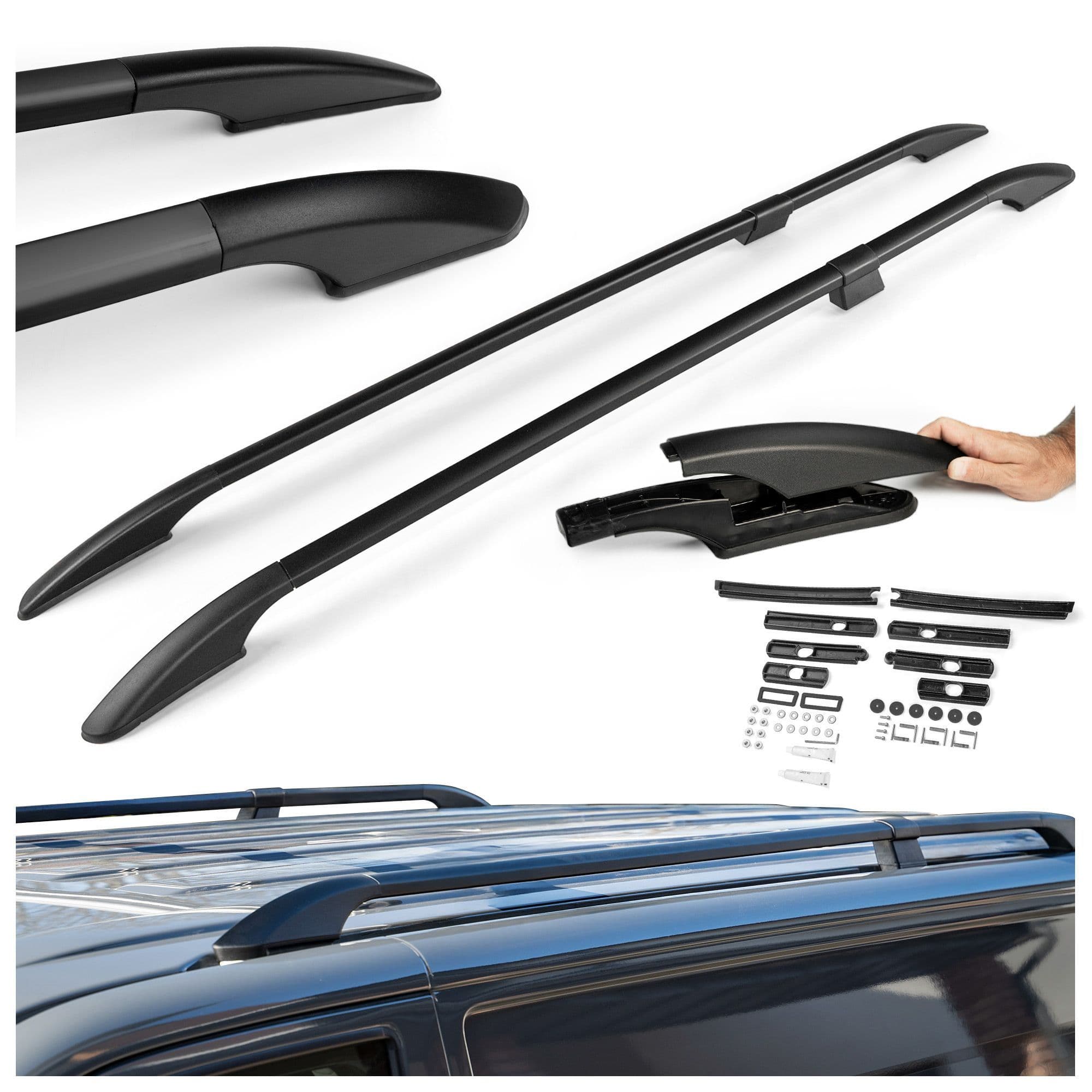 Split roof rails Solid — Black, Aluminum | Plastic, Painted