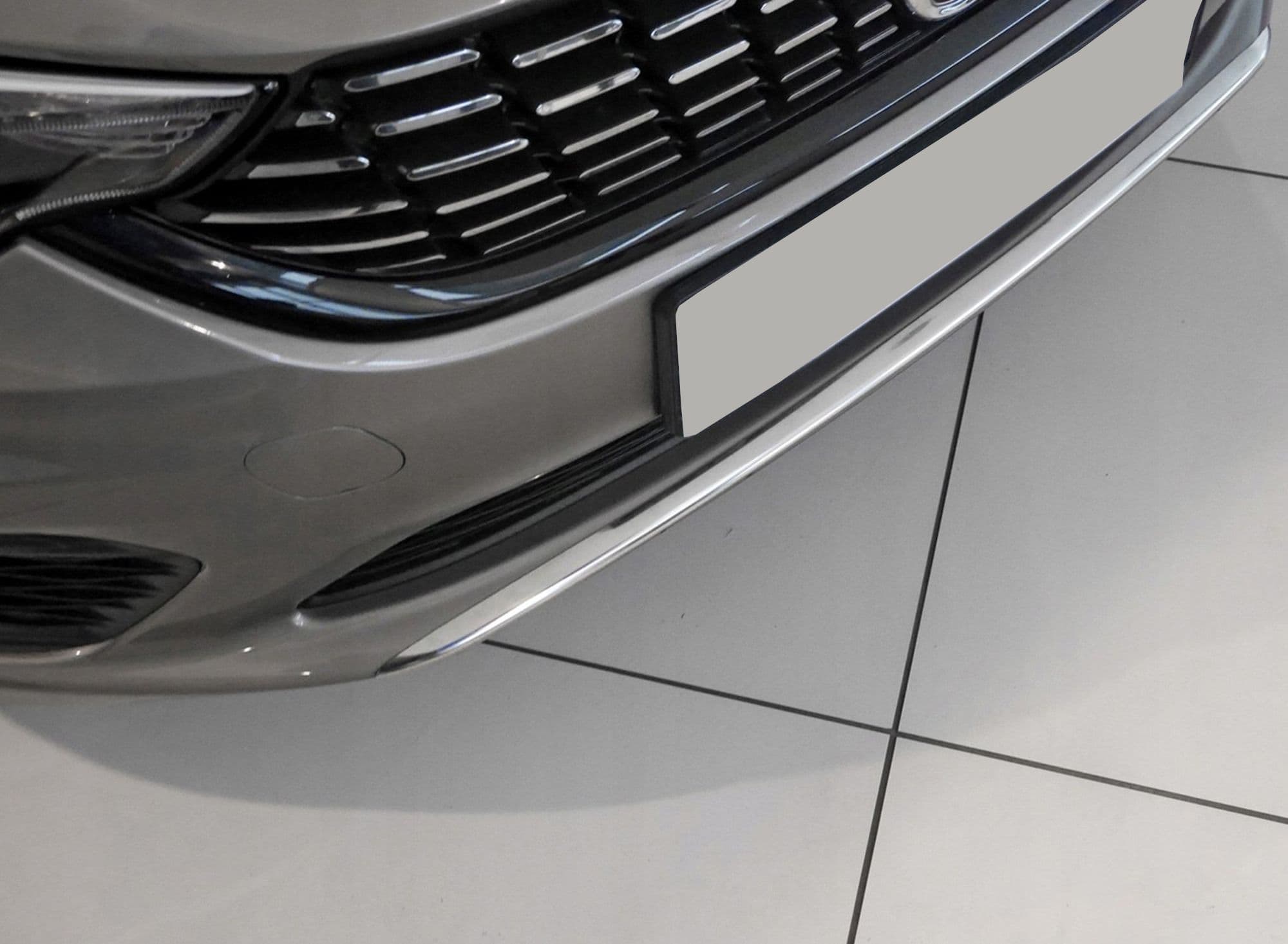 Front bumper grille trim — Chrome, Stainless steel, Polished