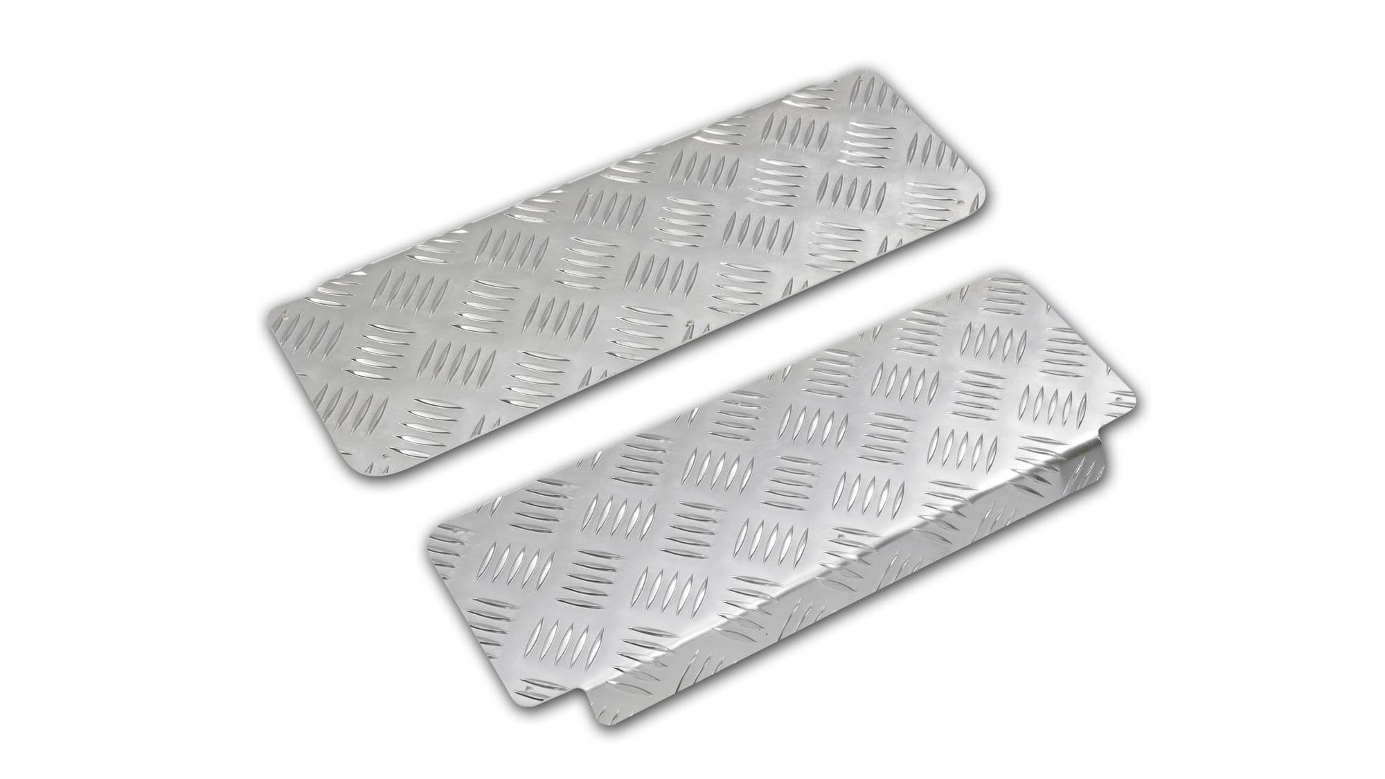 Covers for front interior steps — Silver, Aluminum, Ribbed