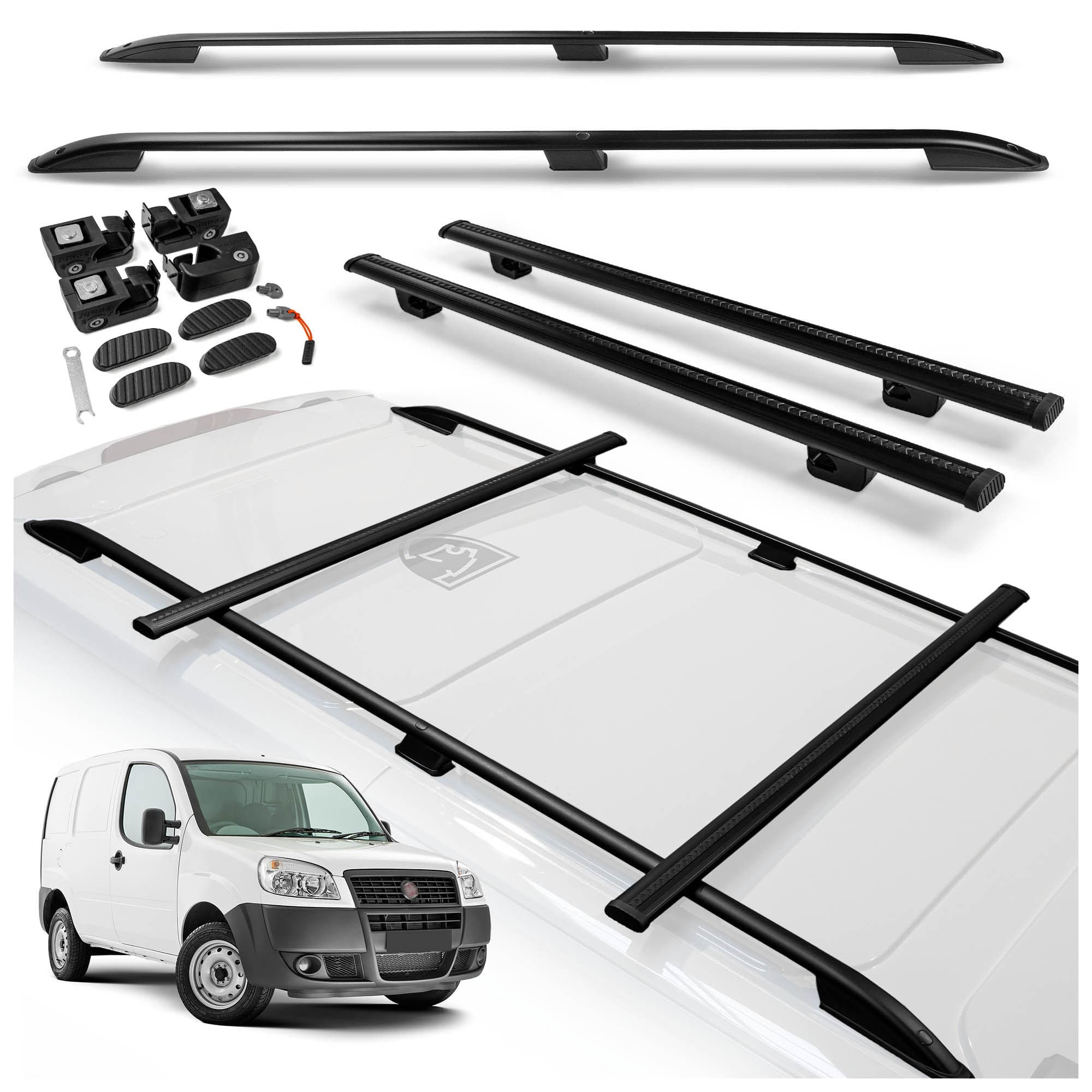 Roof rails with cross bars included SKYPORT — Black, Aluminum | Plastic, Painted