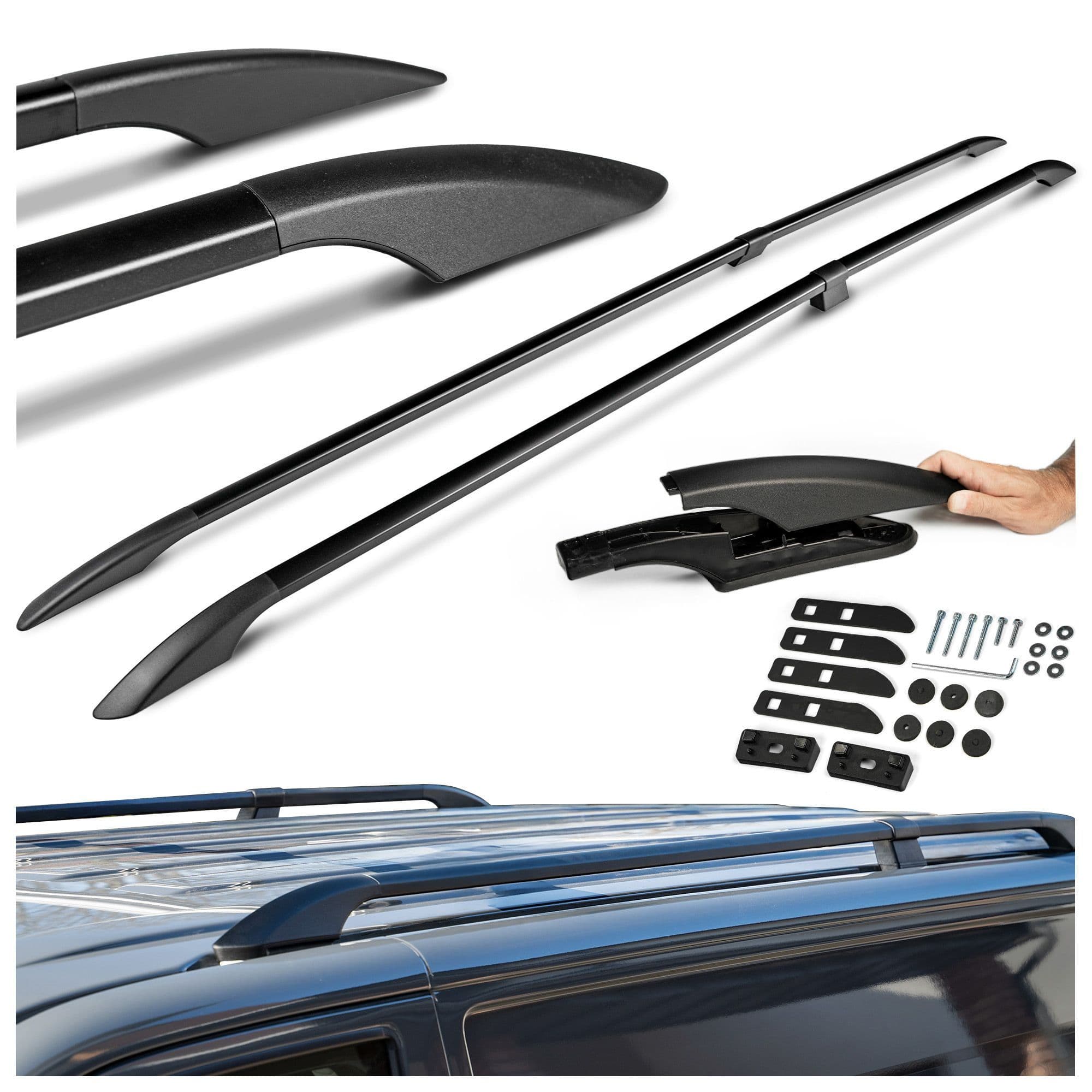 Split roof rails Solid — Black, Aluminum | Plastic, Painted