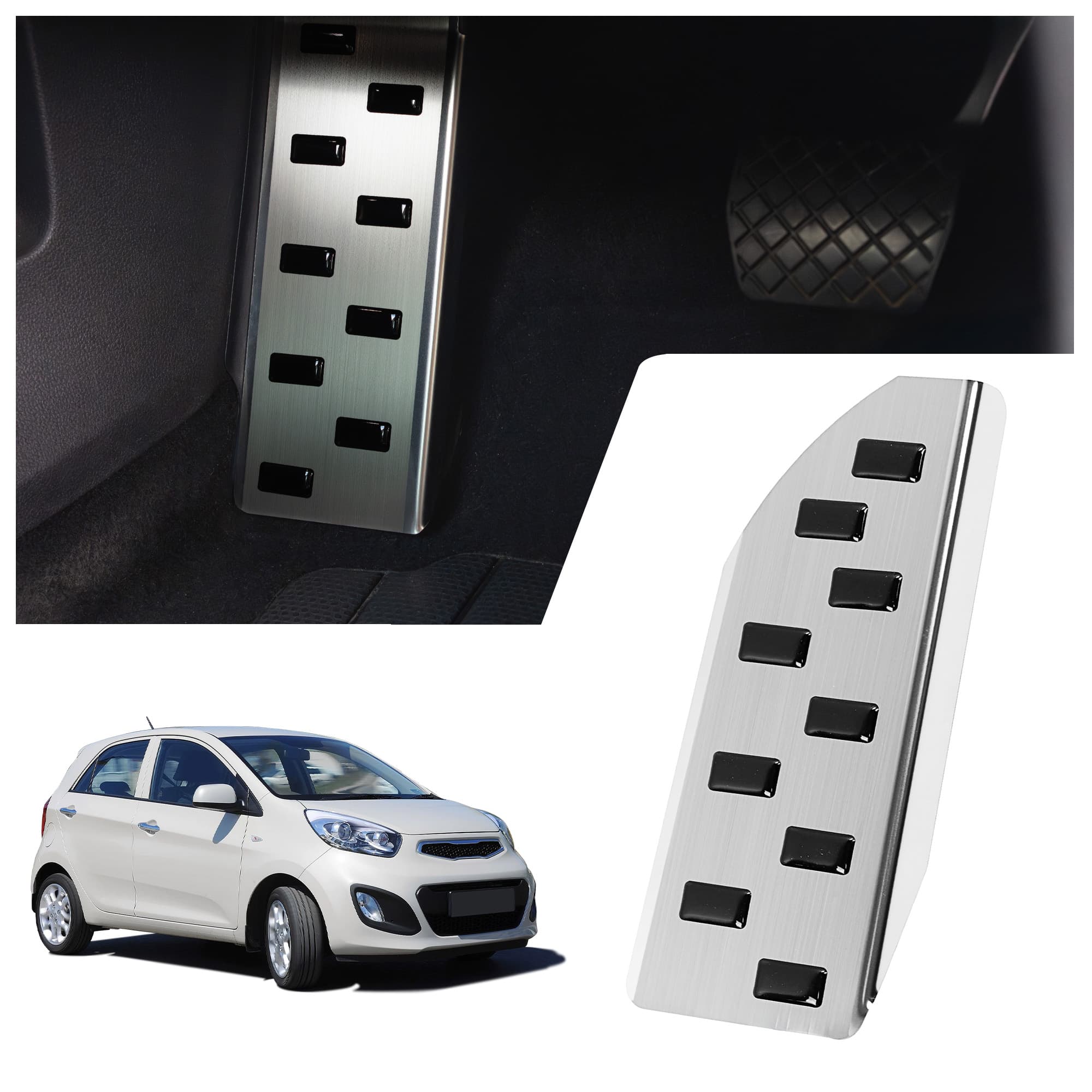 Footrest plate — Black | Silver, Stainless steel, Brushed
