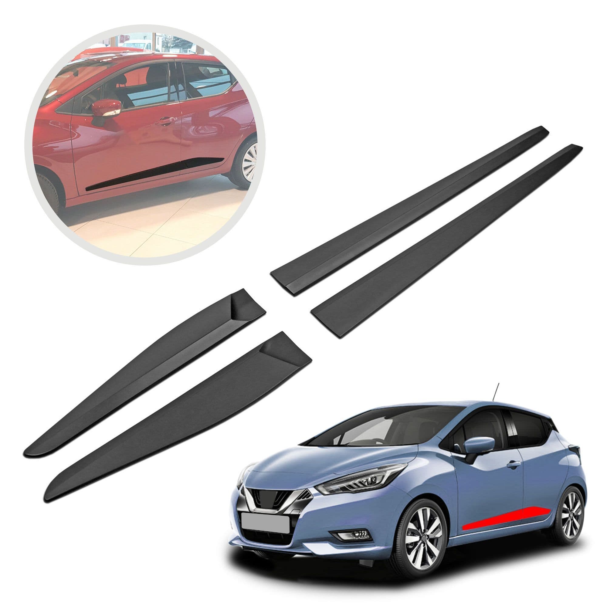 Side door trims — Black, Polyurethane composite PU, Matte