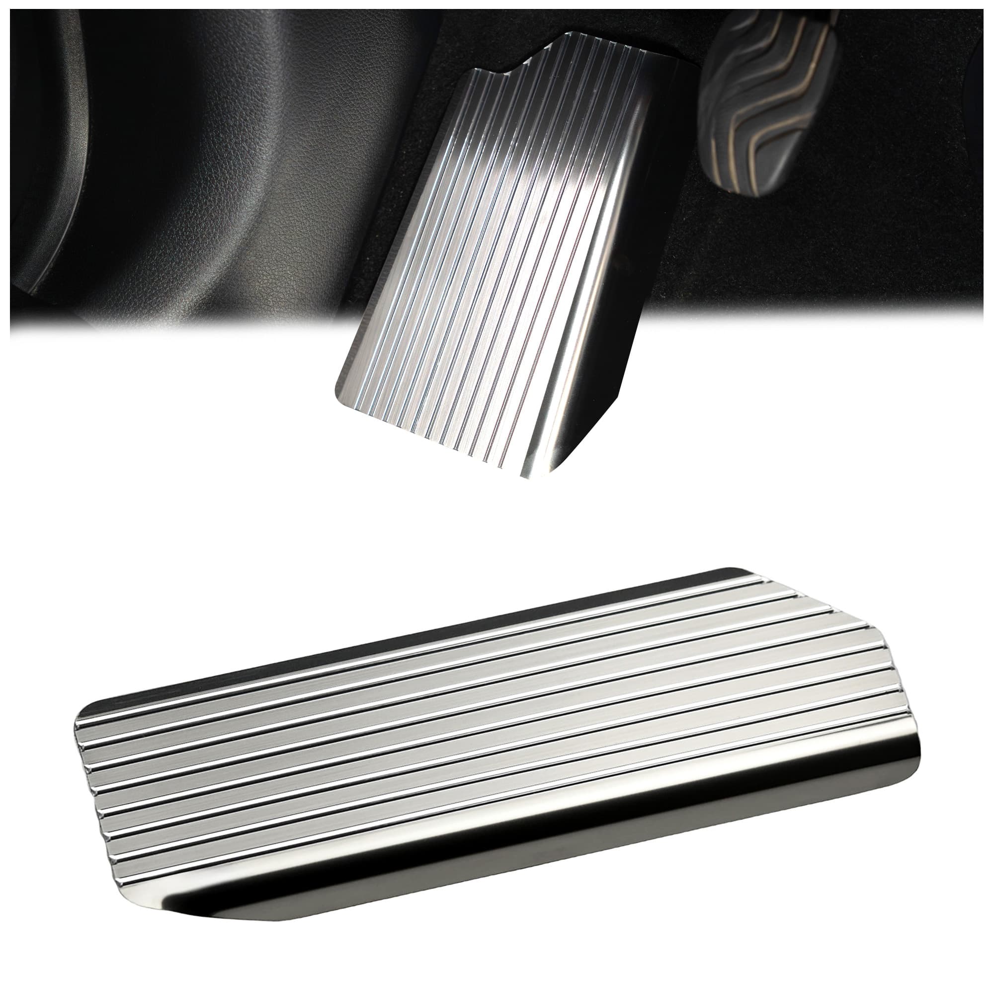 Footrest plate — Silver, Stainless steel, Brushed