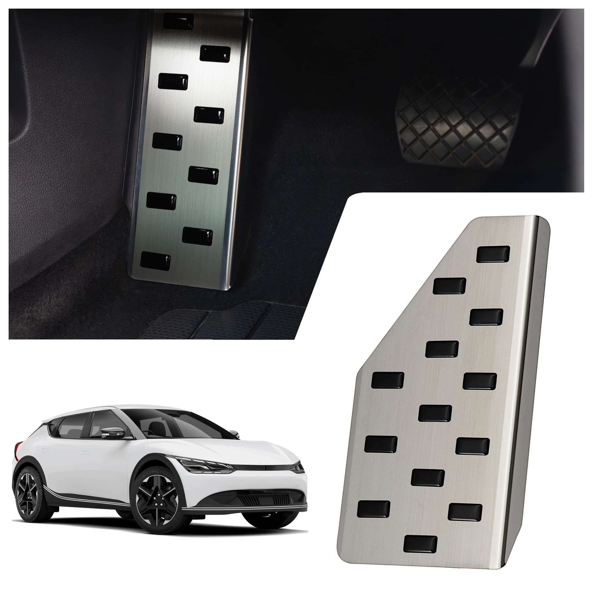 Footrest plate — Black | Silver, Stainless steel, Brushed