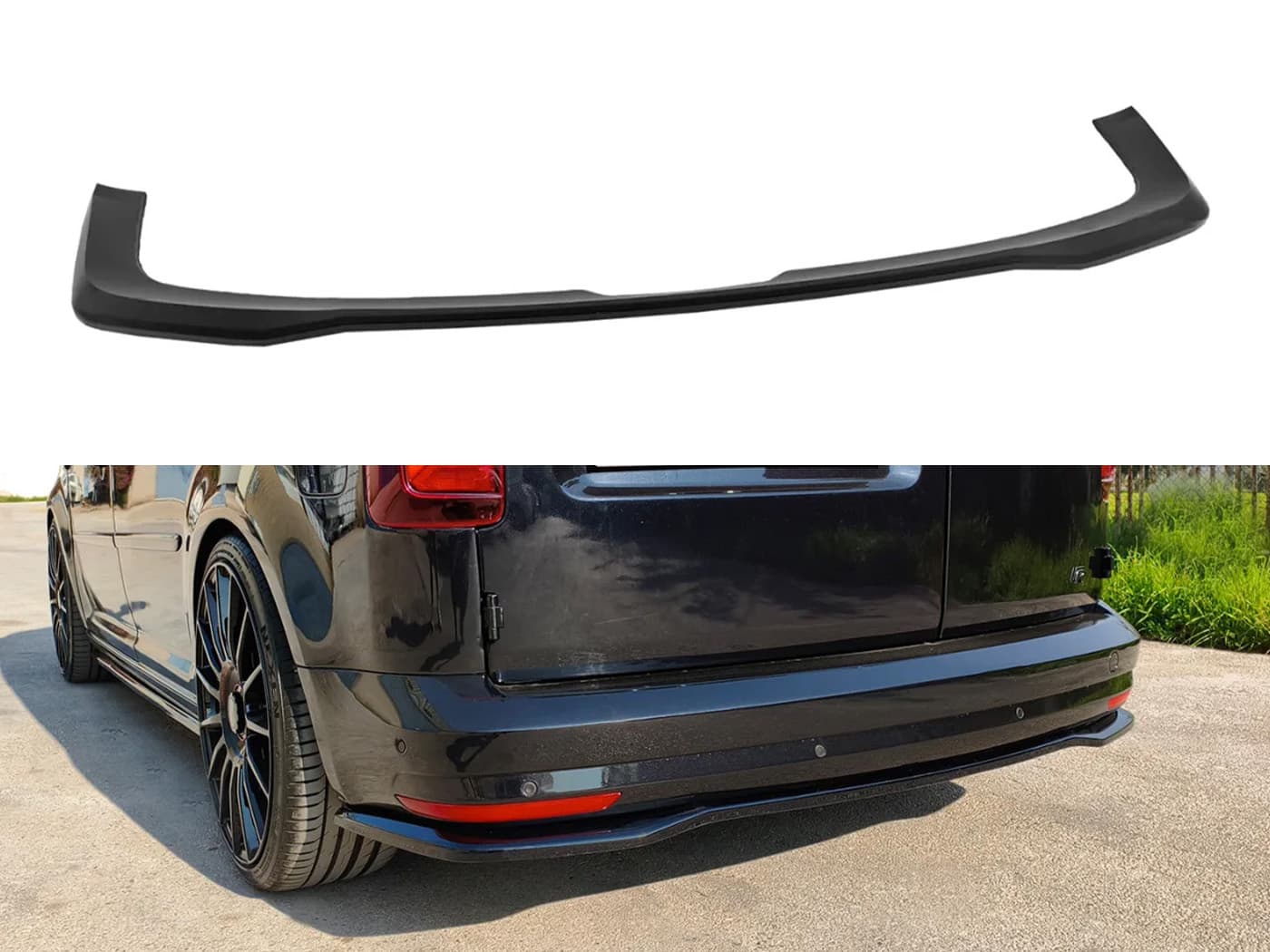 Rear bumper lip — Black, ABS plastic, Shiny