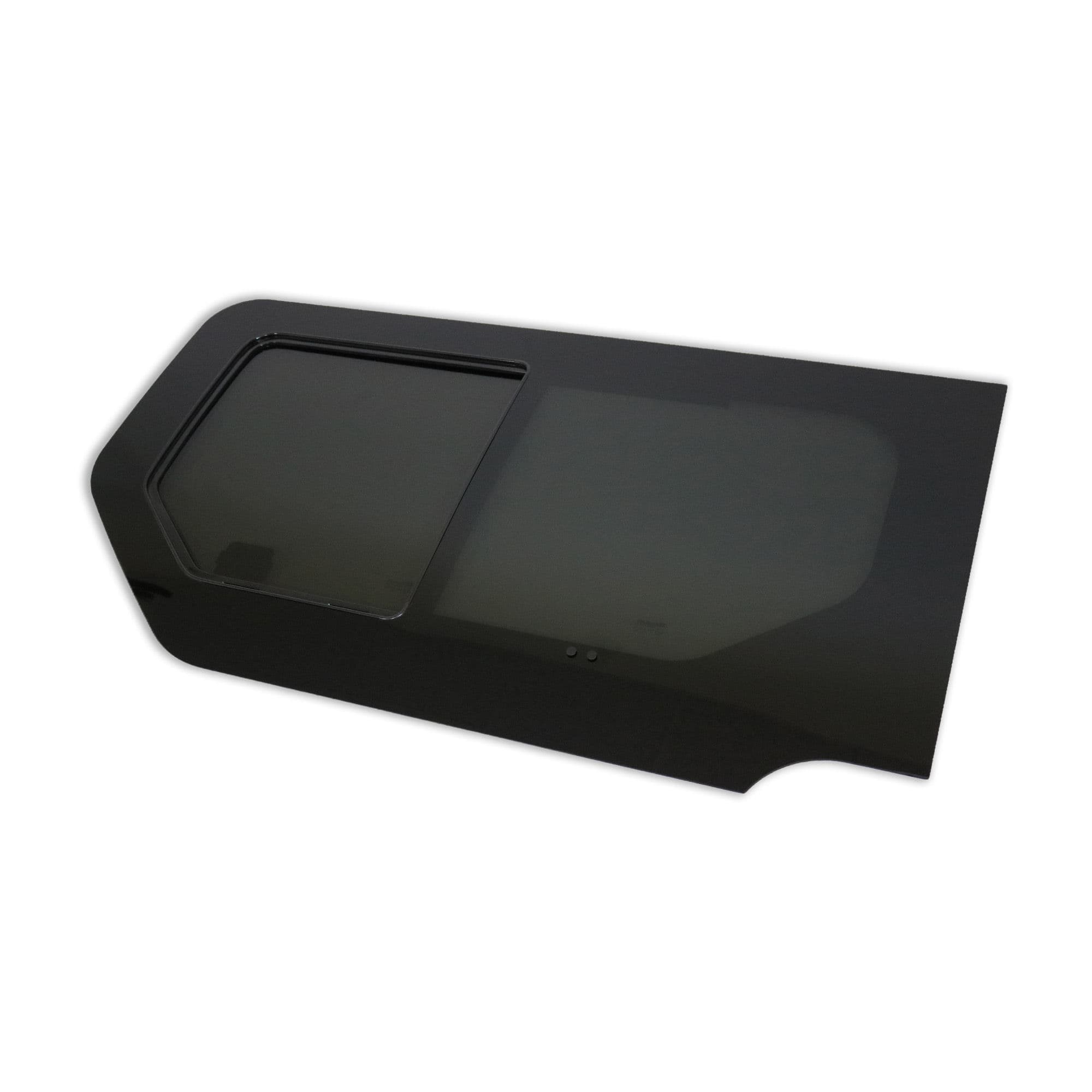 Sliding door right side window with opening insert Galaxy — Semi-transparent tinted, Glass, Polished