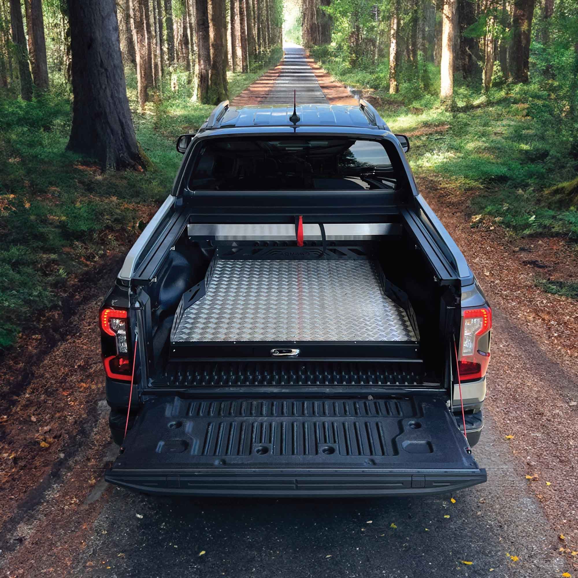 Sliding drawer for the truck bed S60 uniwersalna — Black, Steel, Powder-coated