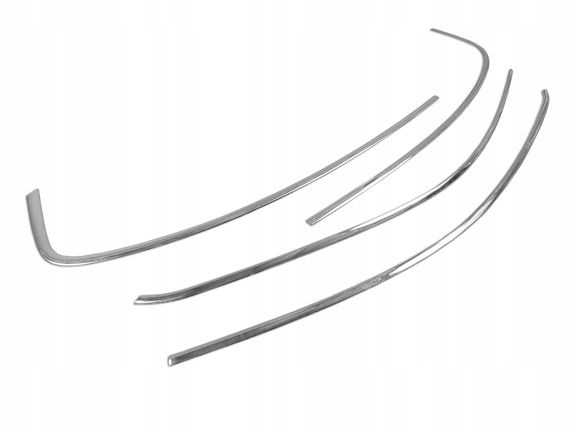 Trims above side windows — Chrome, Stainless steel, Polished