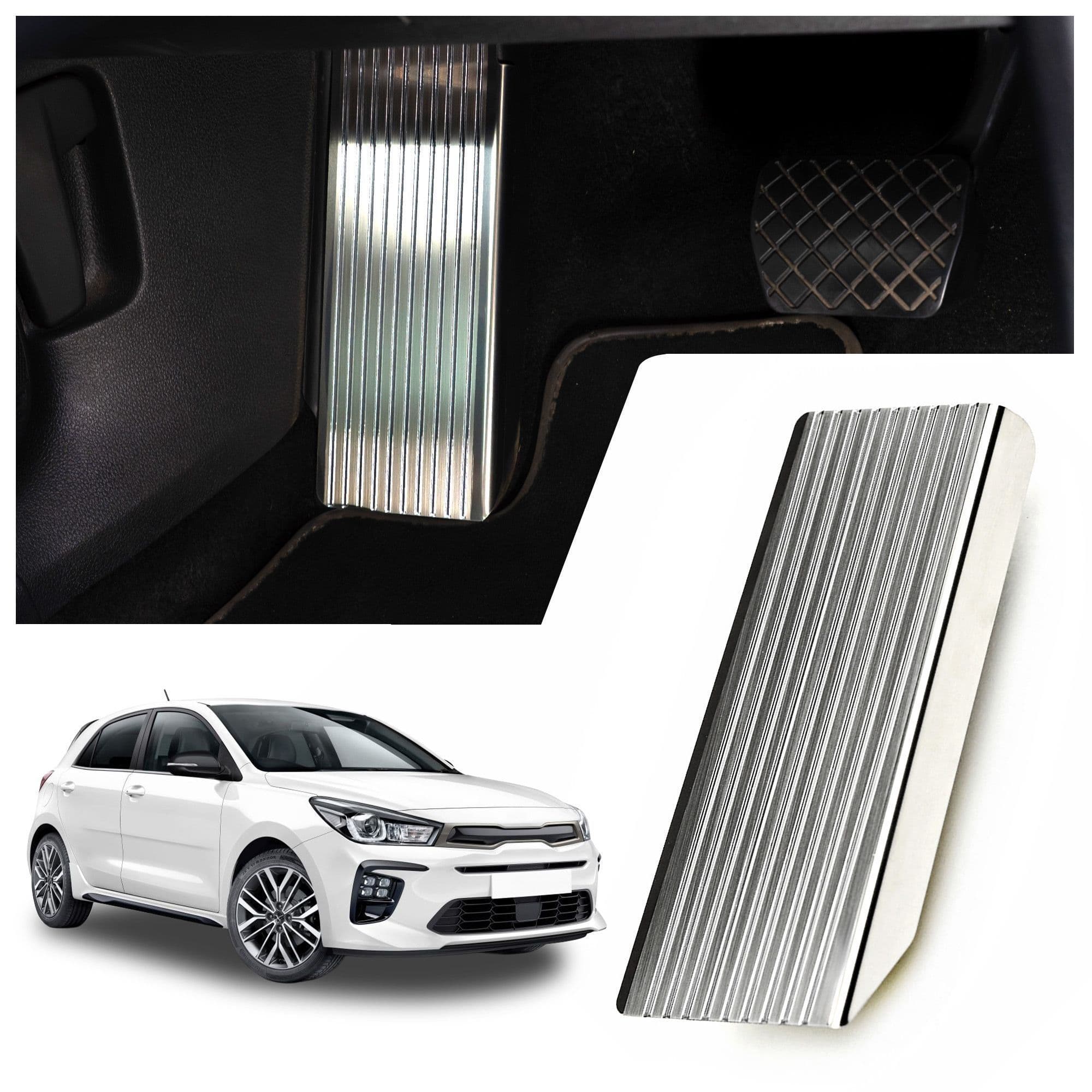 Footrest plate — Silver, Stainless steel, Brushed