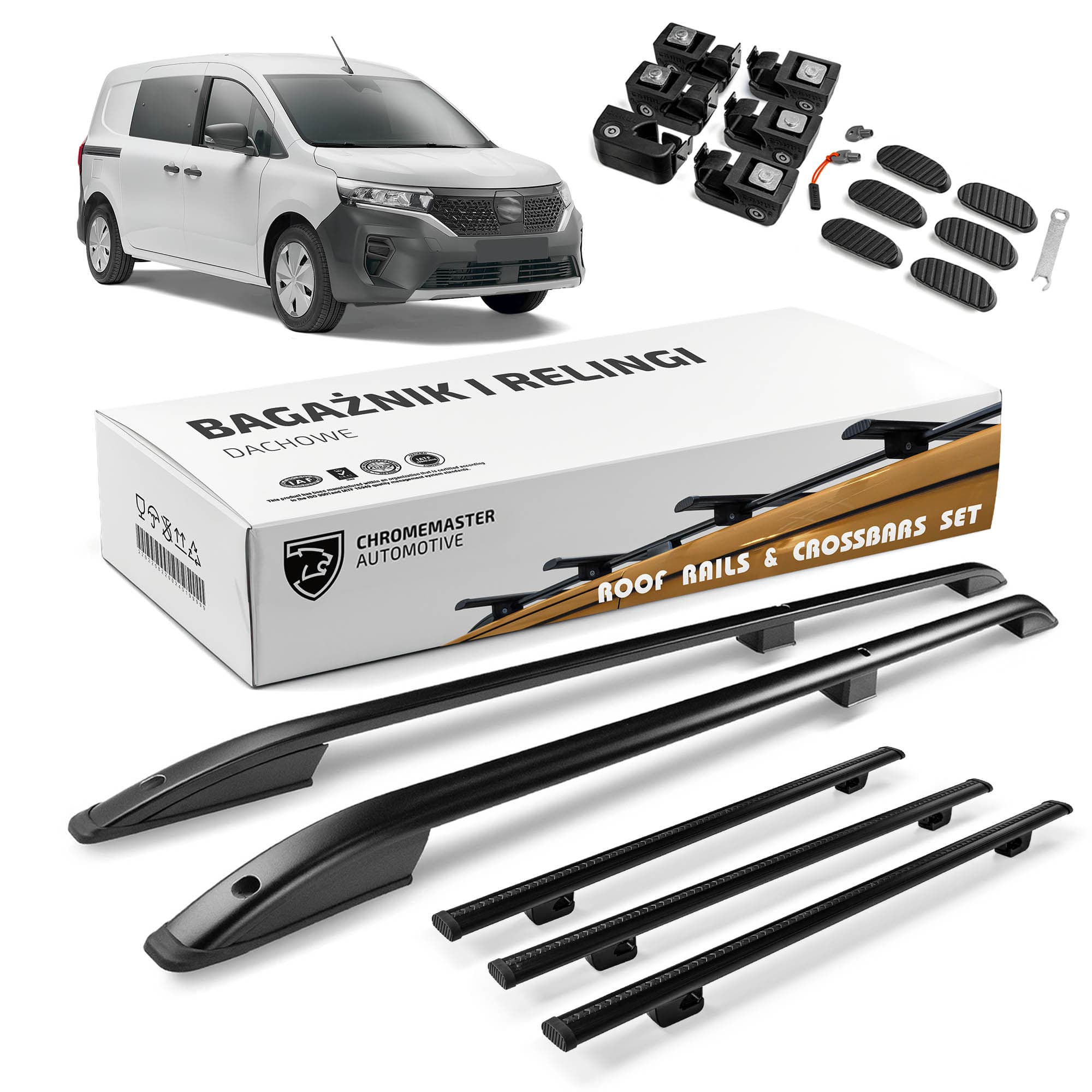 Roof rails with cross bars included SKYPORT — Black, Aluminum | Plastic, Painted