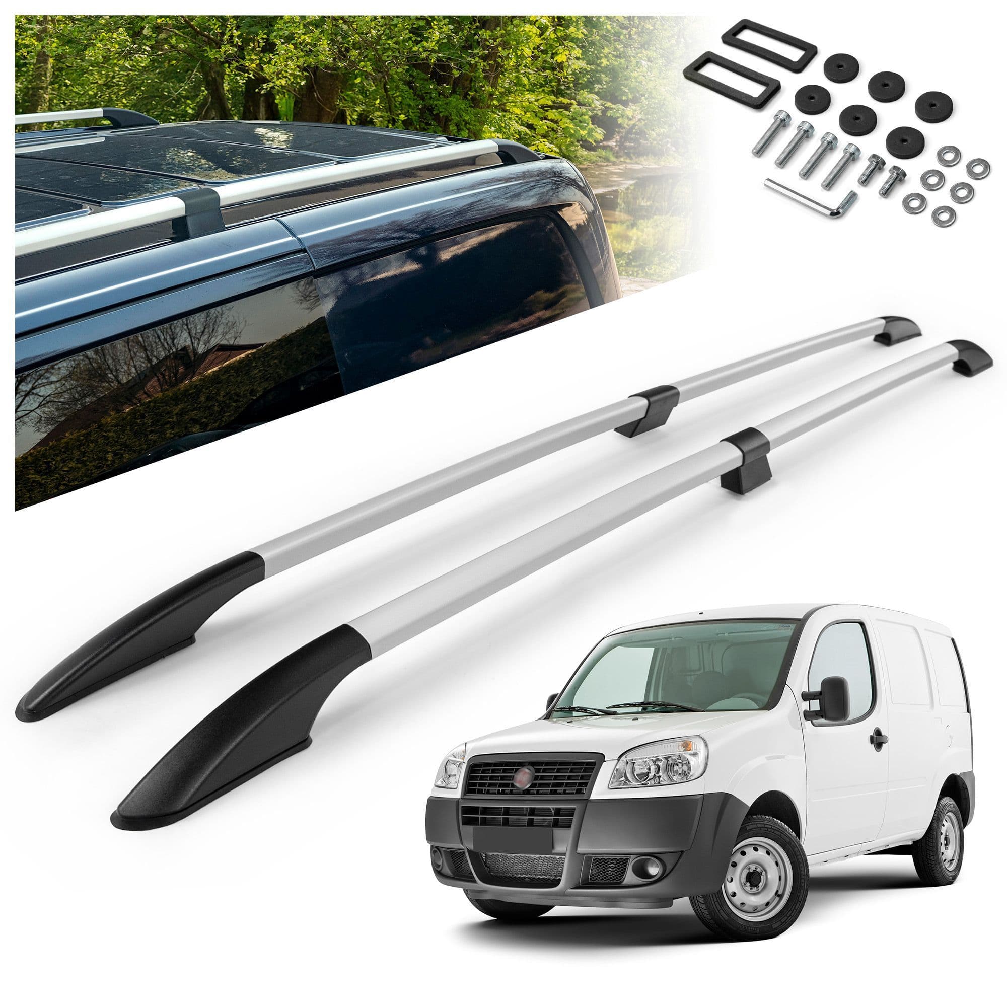 Split roof rails Solid — Silver, Aluminum | Plastic, Matte