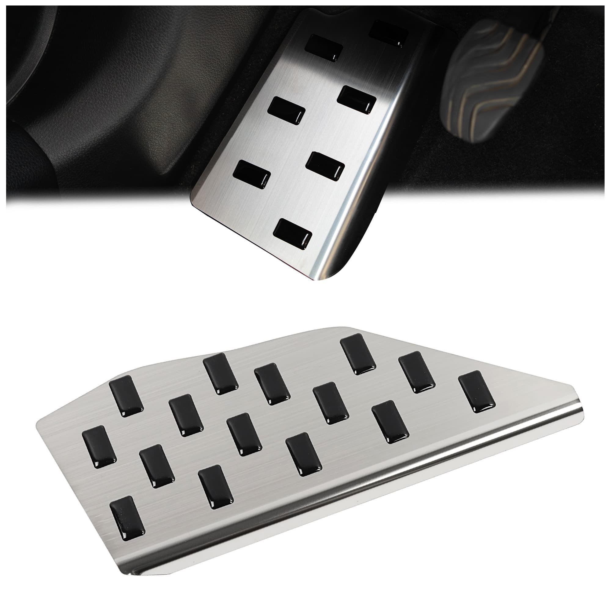 Footrest plate — Black | Silver, Stainless steel, Brushed