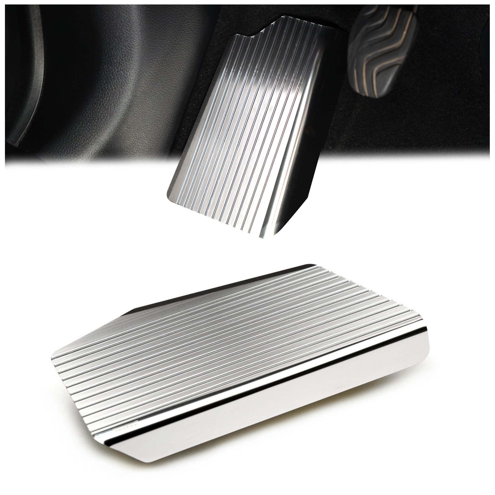 Footrest plate — Silver, Stainless steel, Brushed