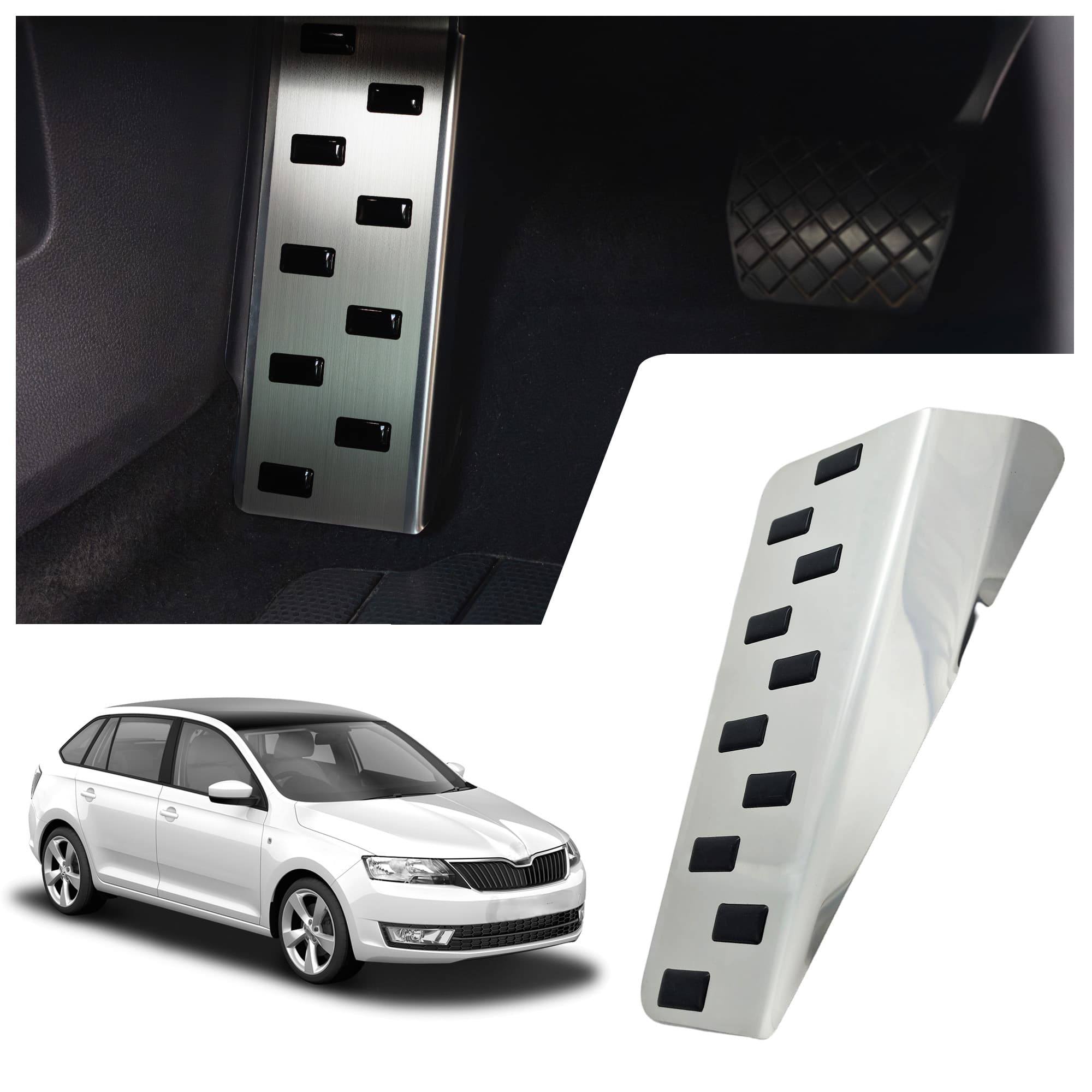 Footrest plate — Black | Silver, Stainless steel, Brushed