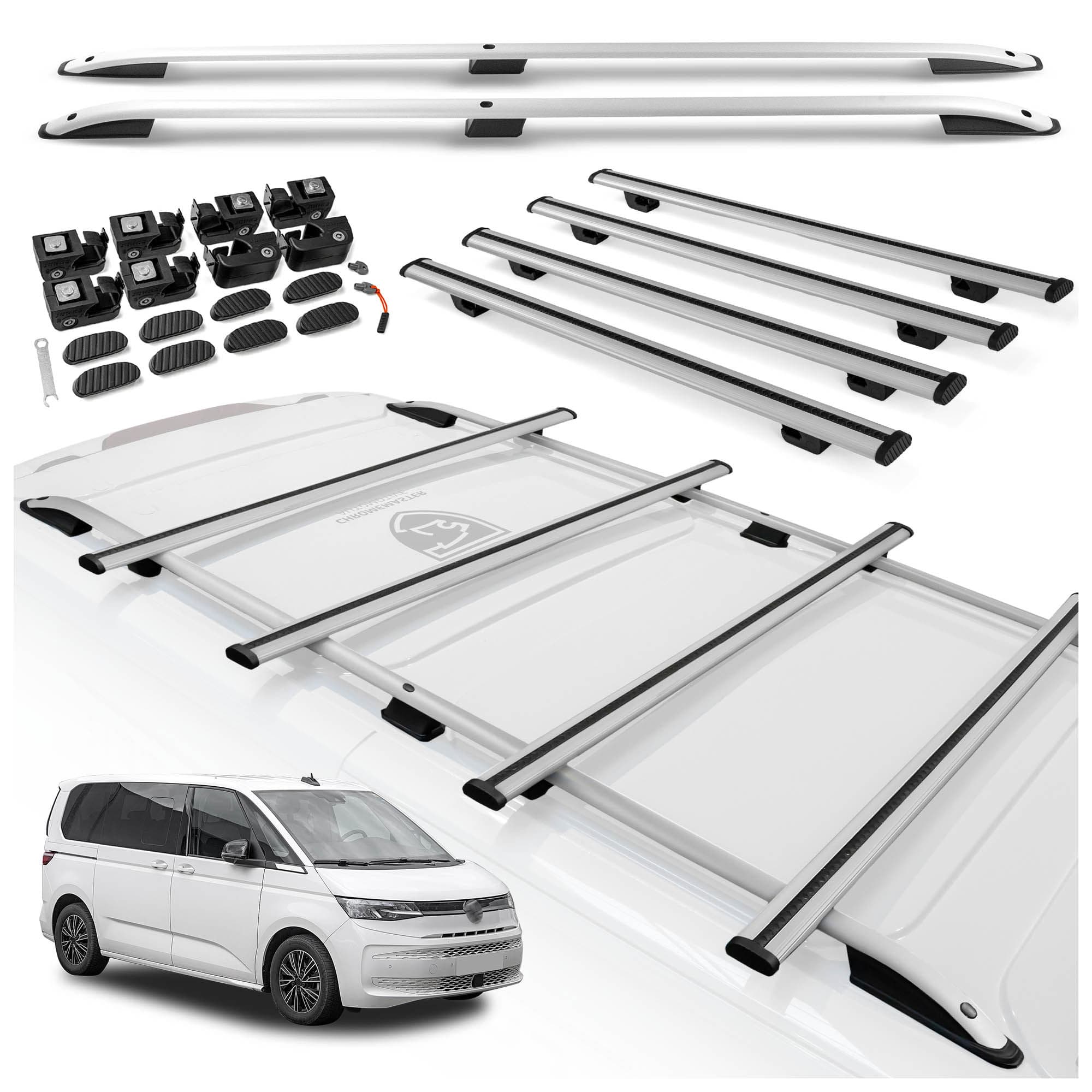 Roof rails with cross bars included SKYPORT — Silver, Aluminum | Plastic, Painted