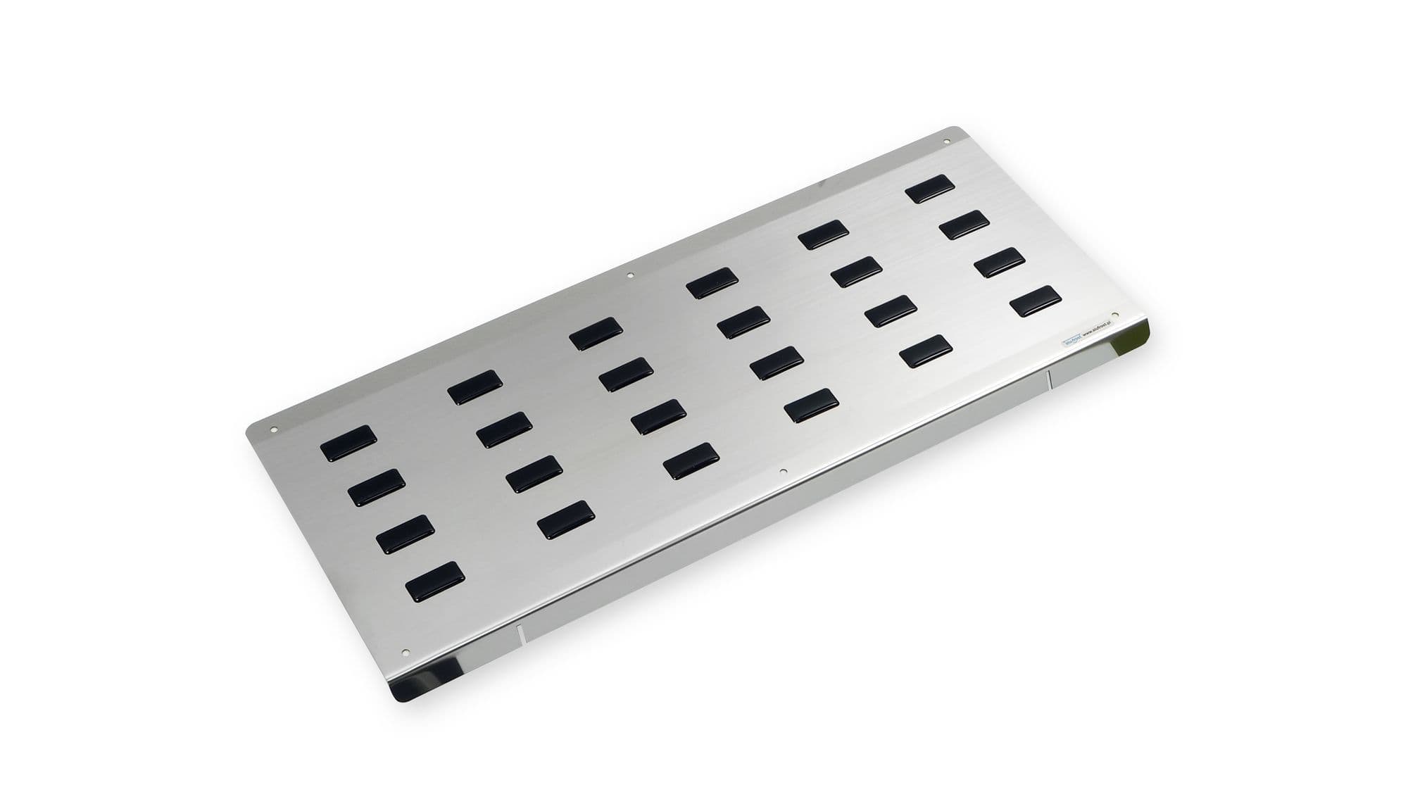 Cover for left rear interior step — Black | Silver, Stainless steel, Polished